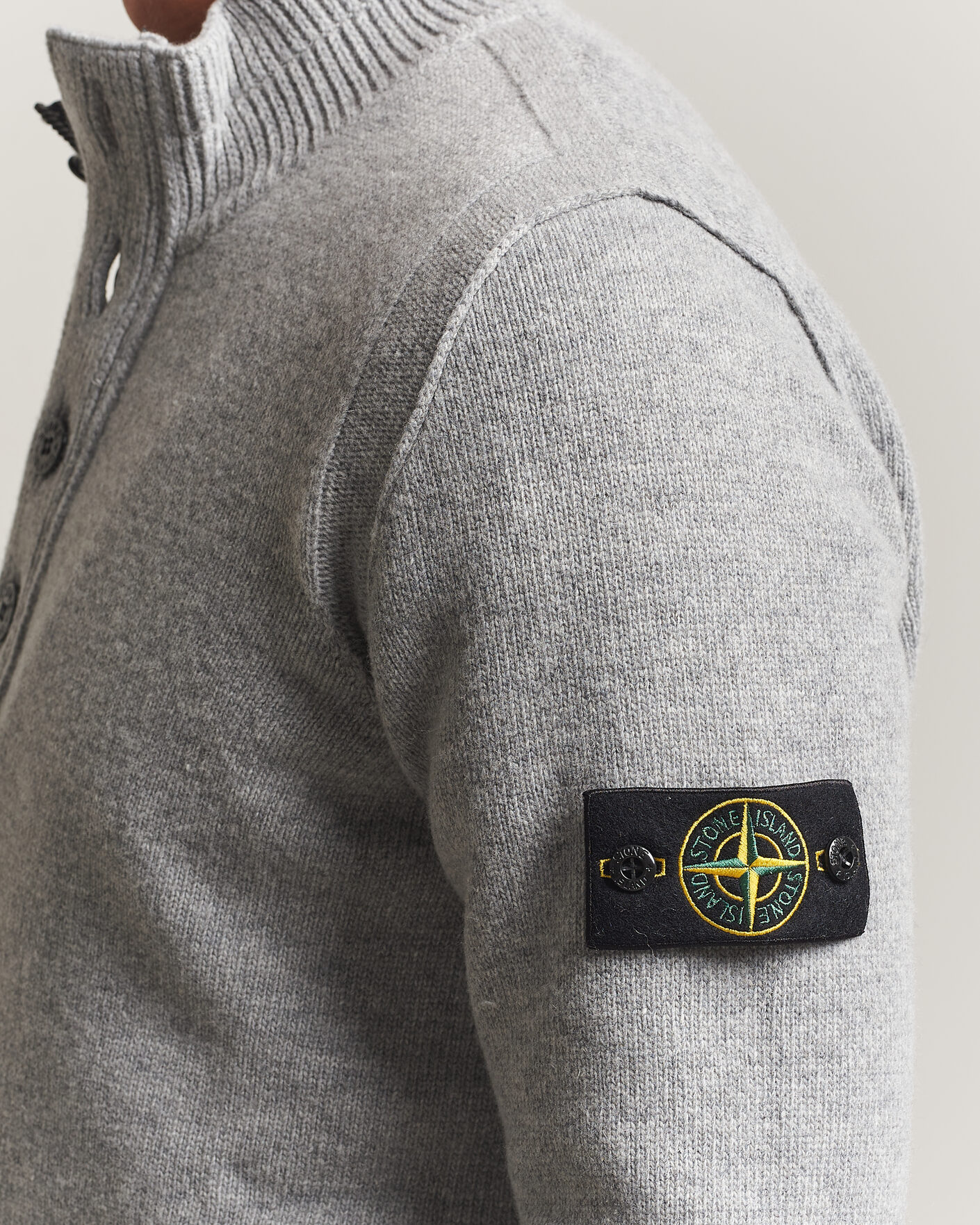 Herre | Gensere | Stone Island | Knitted Lambswool Half Button Zip Grey Melange