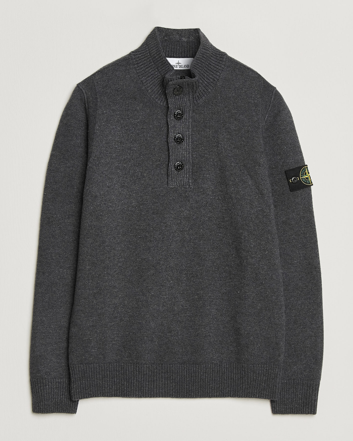 Herre | Gensere | Stone Island | Knitted Lambswool Half Button Zip Melange Lead