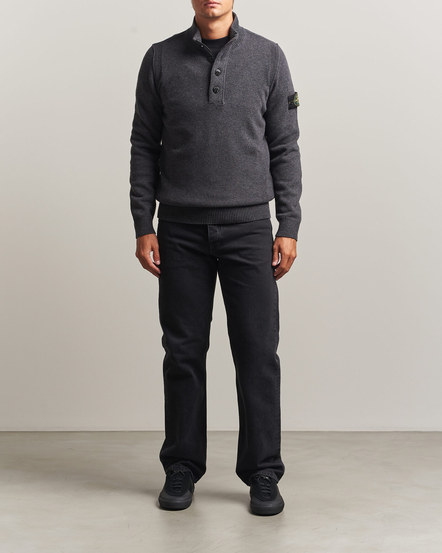 Herre | Gensere | Stone Island | Knitted Lambswool Half Button Zip Melange Lead
