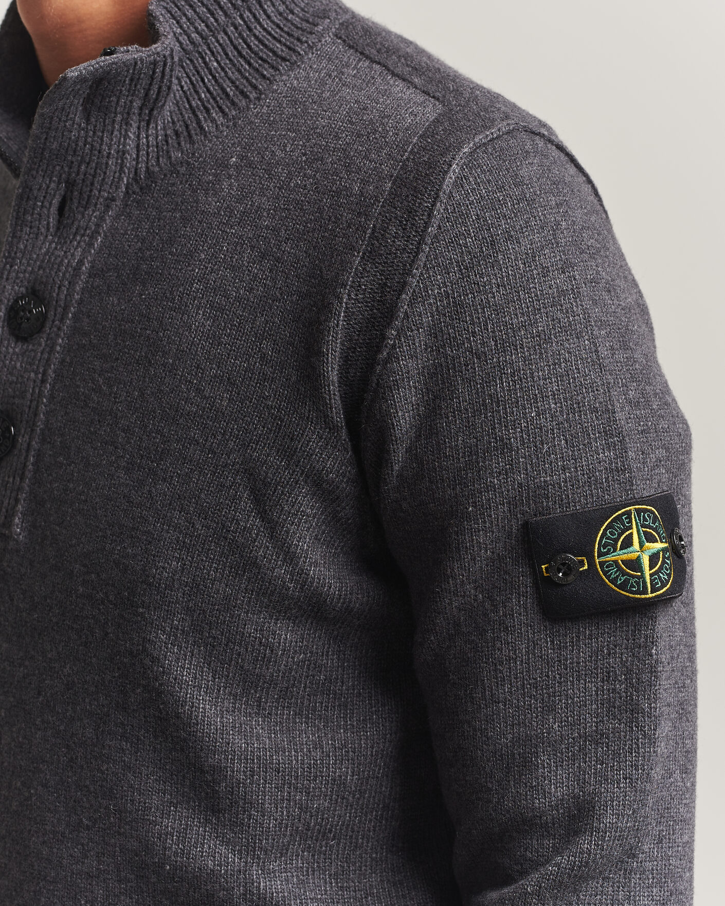 Herre | Gensere | Stone Island | Knitted Lambswool Half Button Zip Melange Lead