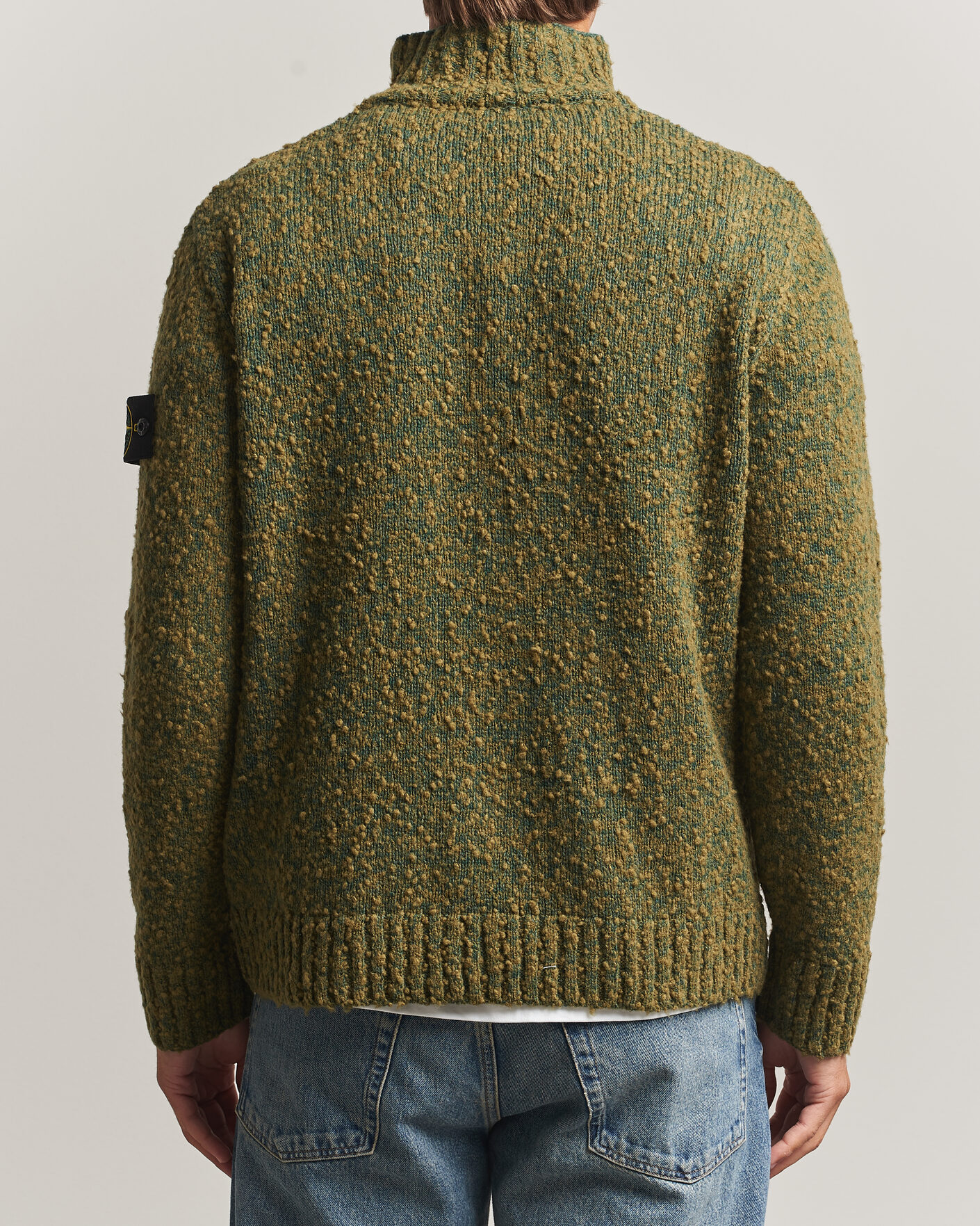 Herre | Gensere | Stone Island | Speckled Wool/Nylon Half Zip Dark Green Melange
