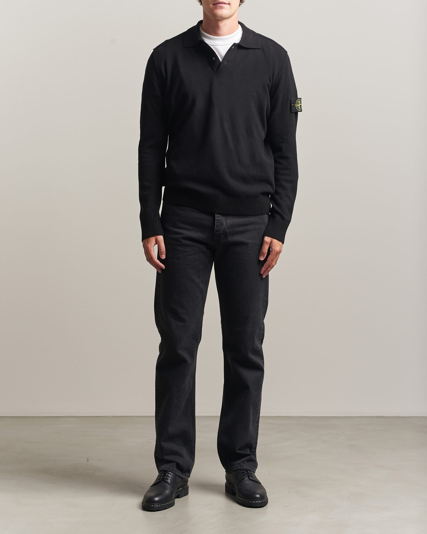 Herre | Gensere | Stone Island | Knitted Geelong Wool Polo Black
