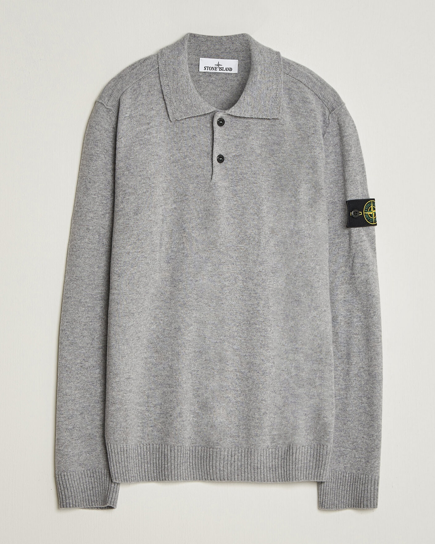 Herre | Gensere | Stone Island | Knitted Geelong Wool Polo Grey Melange