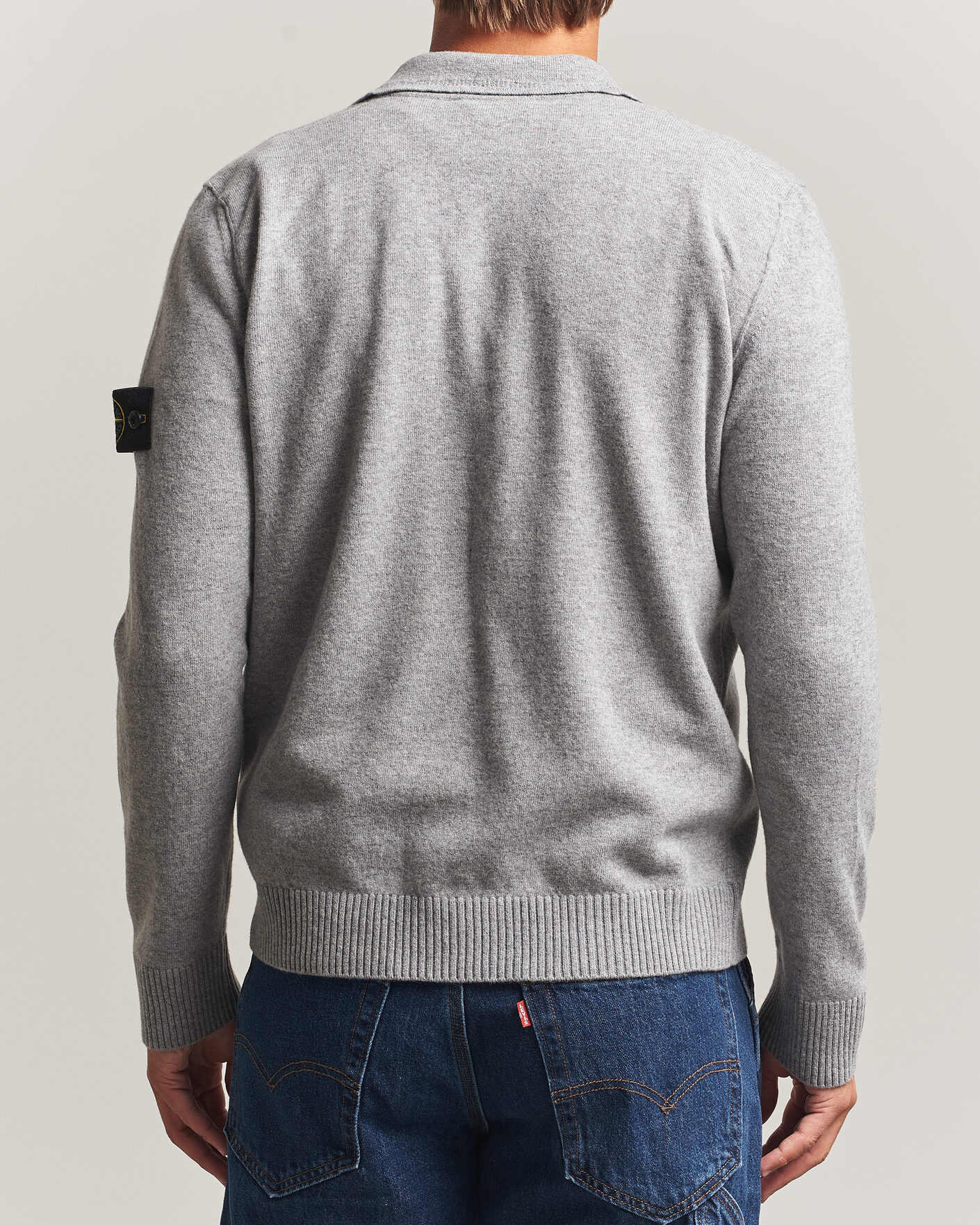 Herre | Gensere | Stone Island | Knitted Geelong Wool Polo Grey Melange