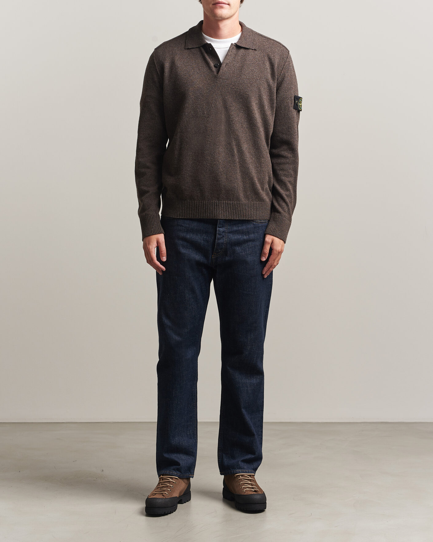 Herre | Gensere | Stone Island | Knitted Geelong Wool Polo Melange Lead
