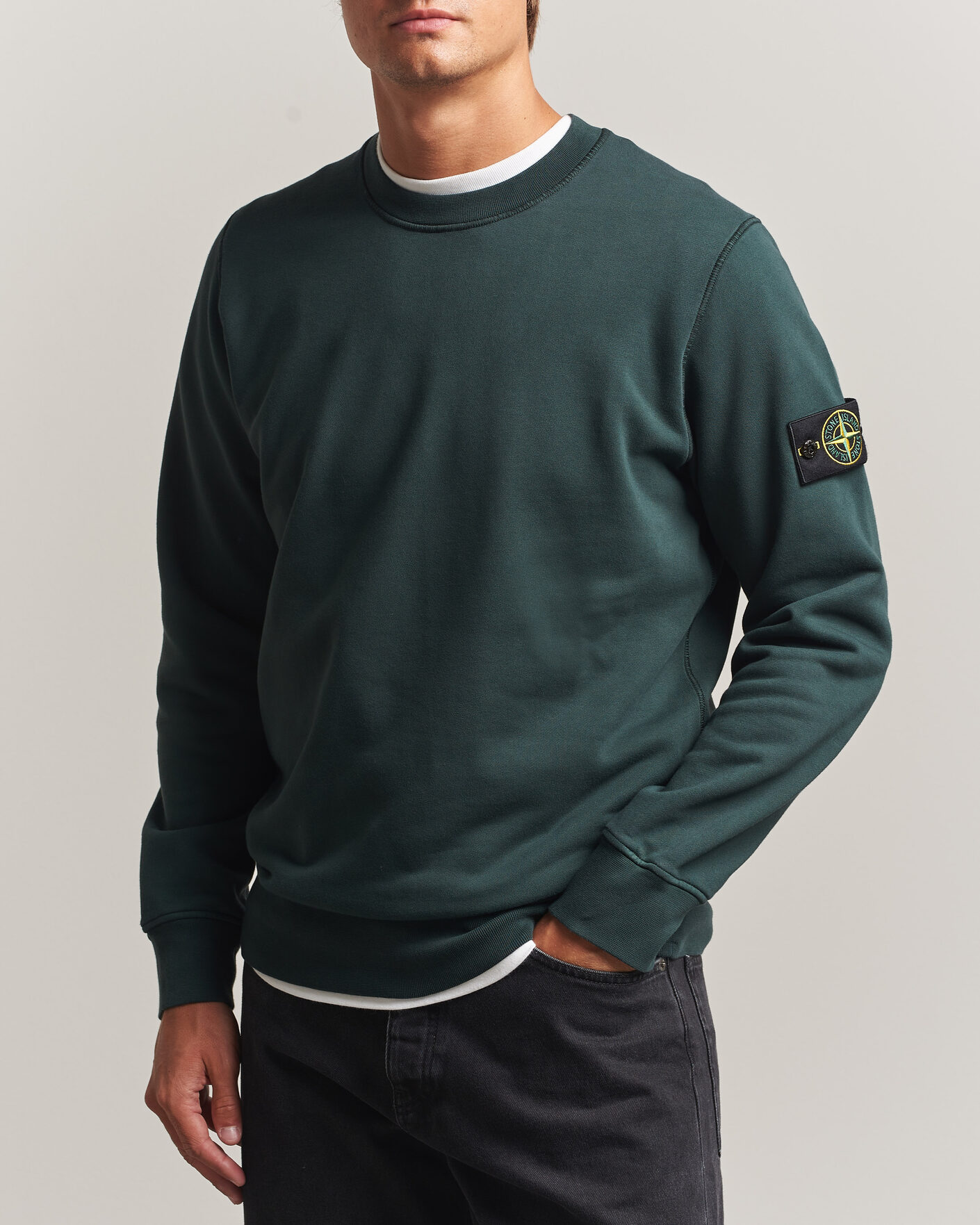 Herre | Gensere | Stone Island | Garment Dyed Fleece Sweatshirt Dark Green