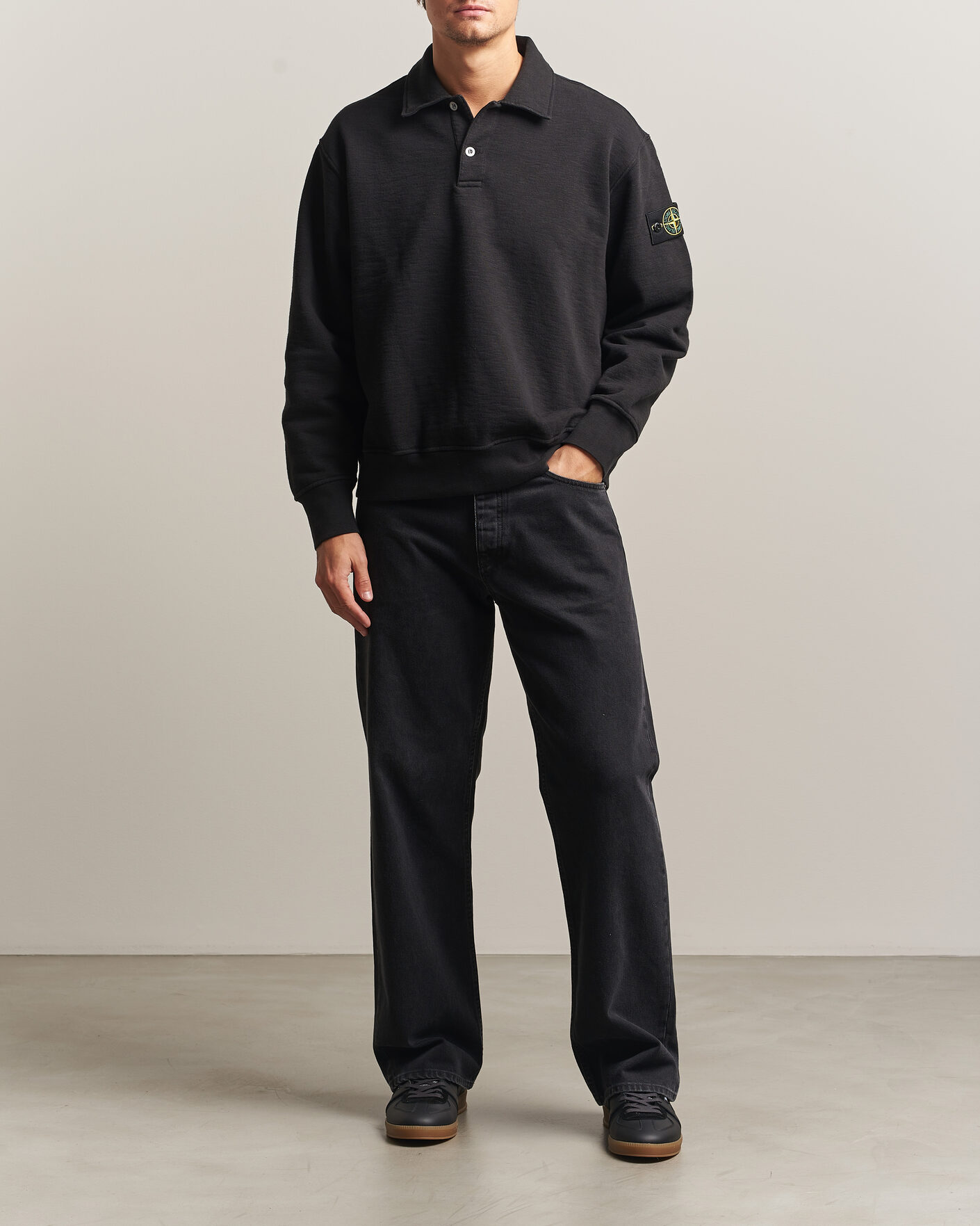 Herre | Gensere | Stone Island | Tubular Cotton Fleece Polo Black