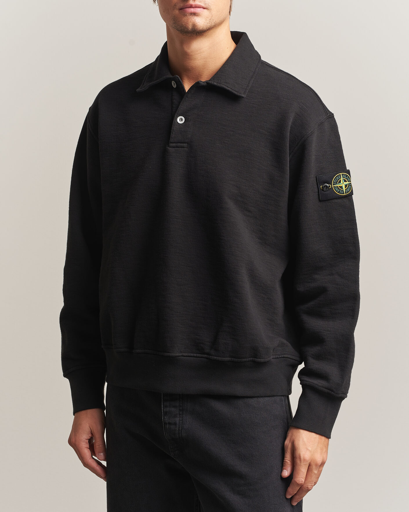 Herre | Gensere | Stone Island | Tubular Cotton Fleece Polo Black