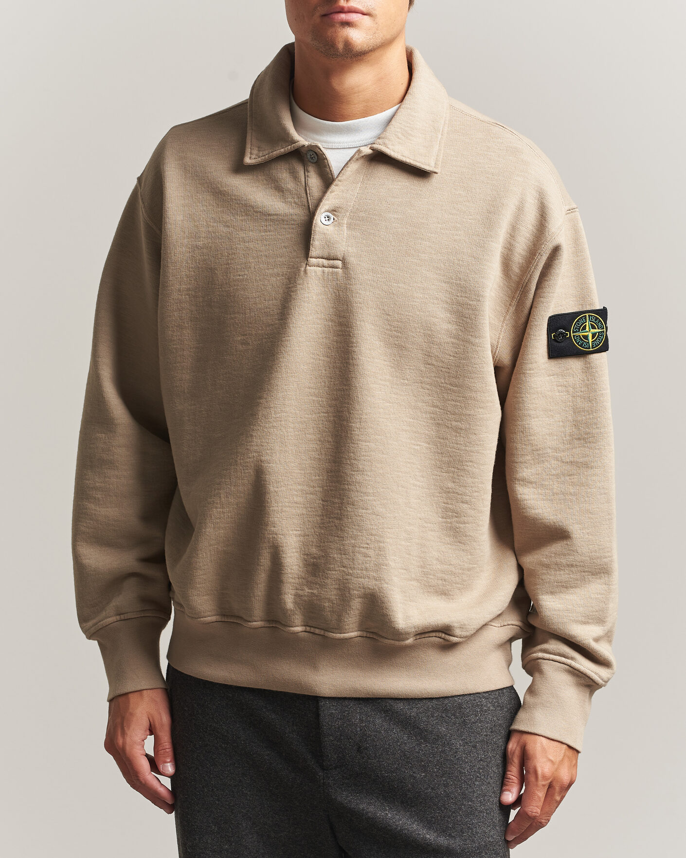 Herre | Gensere | Stone Island | Tubular Cotton Fleece Polo Biscuit