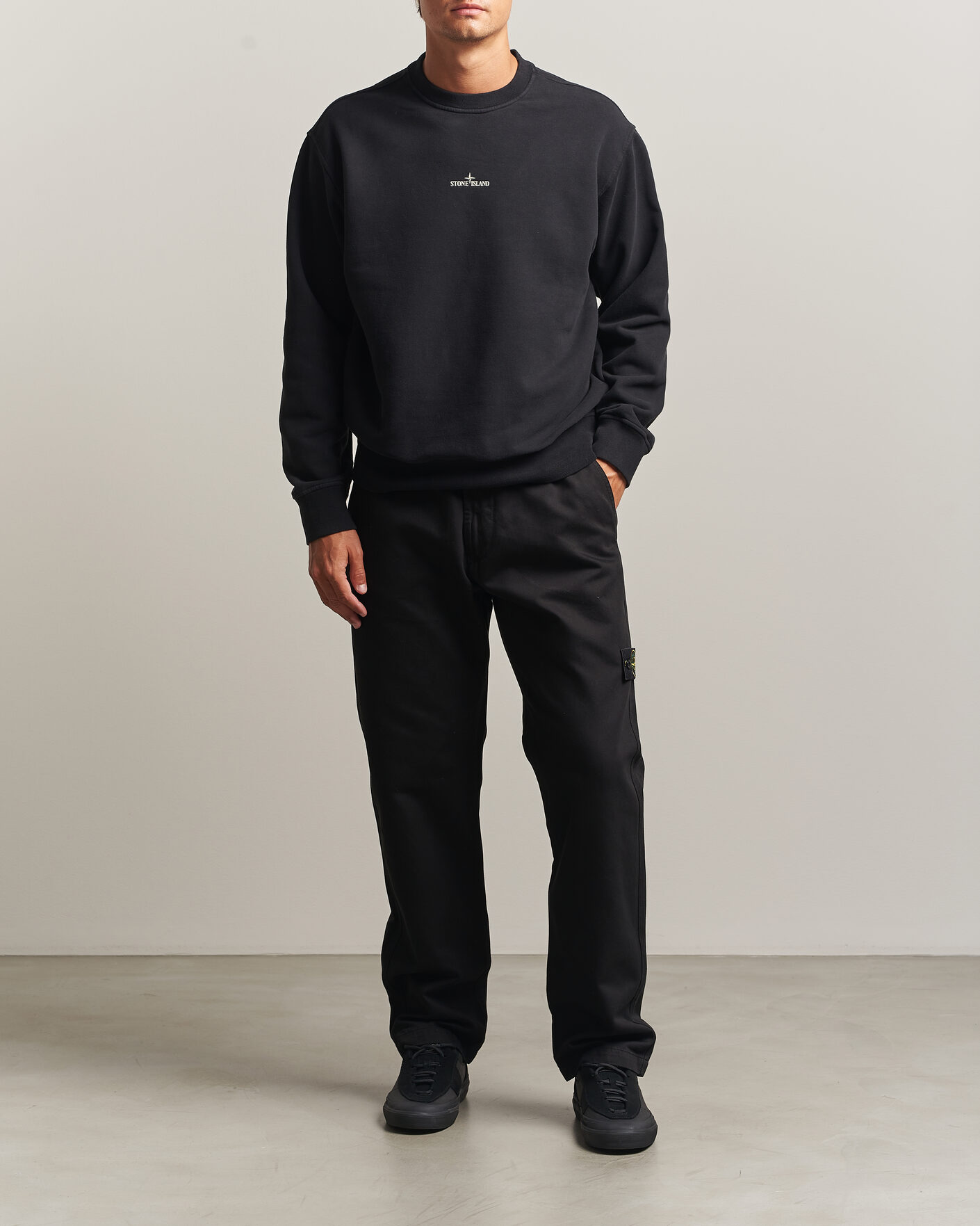 Herre | Gensere | Stone Island | Cotton Fleece Blurred Compas Print Sweatshirt Black