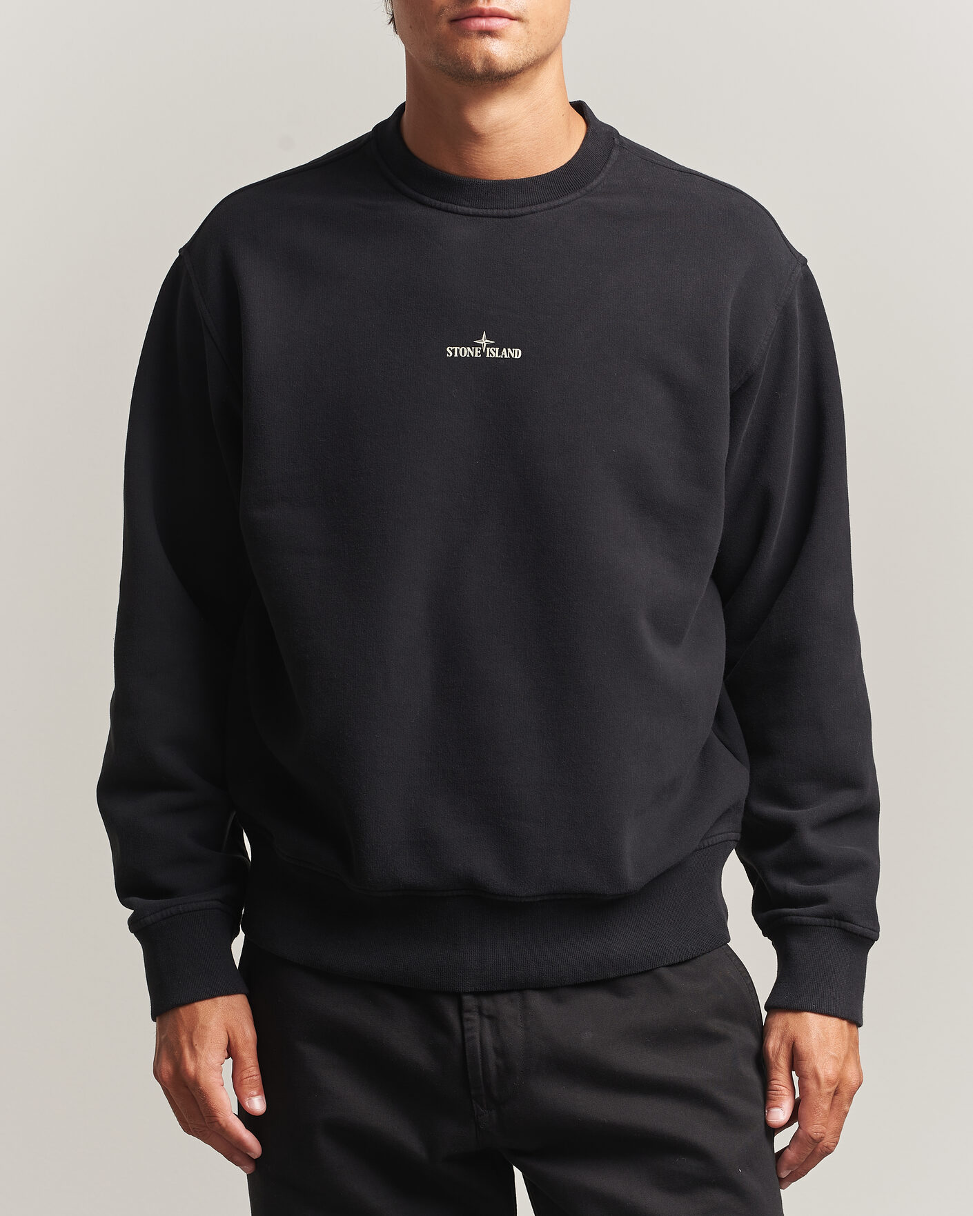 Herre | Gensere | Stone Island | Cotton Fleece Blurred Compas Print Sweatshirt Black