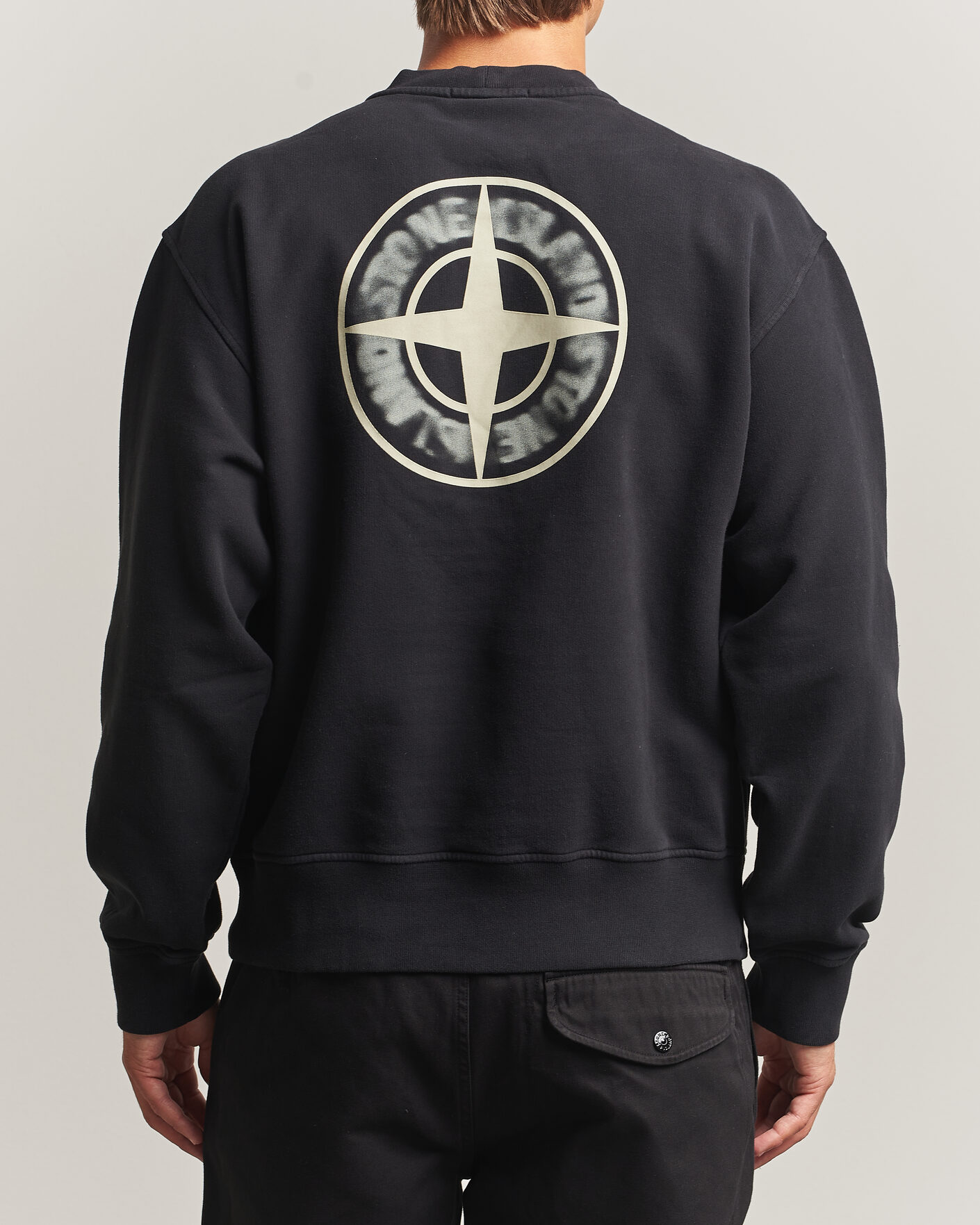 Herre | Gensere | Stone Island | Cotton Fleece Blurred Compas Print Sweatshirt Black