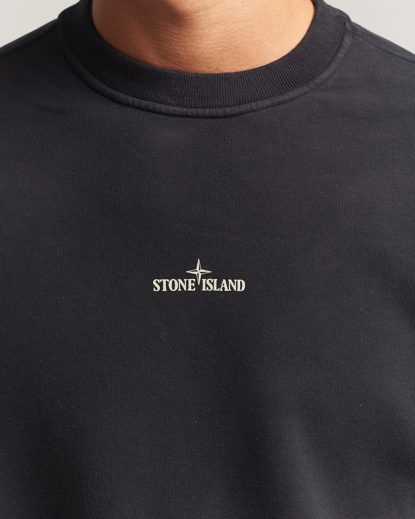 Herre | Gensere | Stone Island | Cotton Fleece Blurred Compas Print Sweatshirt Black