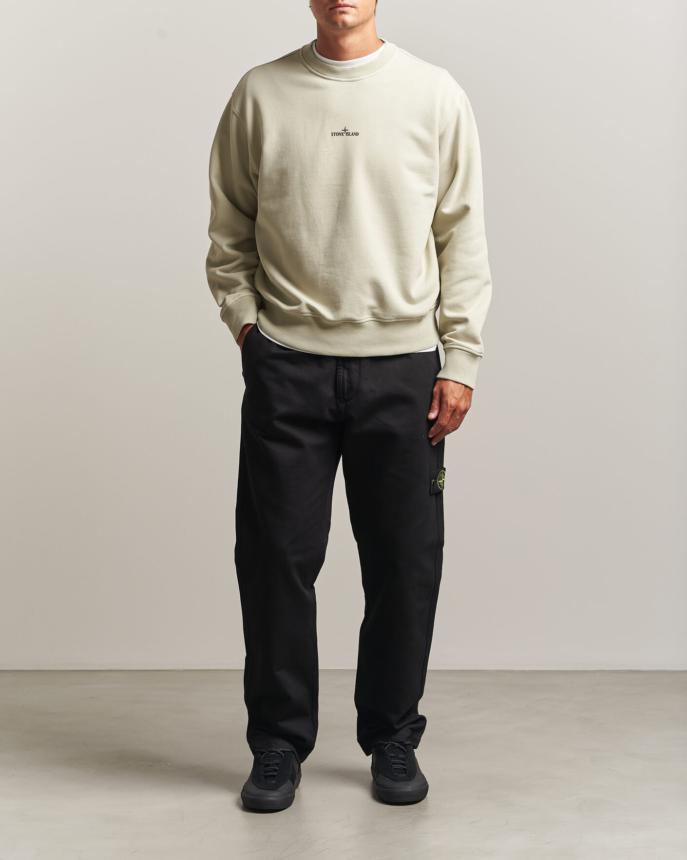Herre | Gensere | Stone Island | Cotton Fleece Blurred Compas Print Sweatshirt Sand