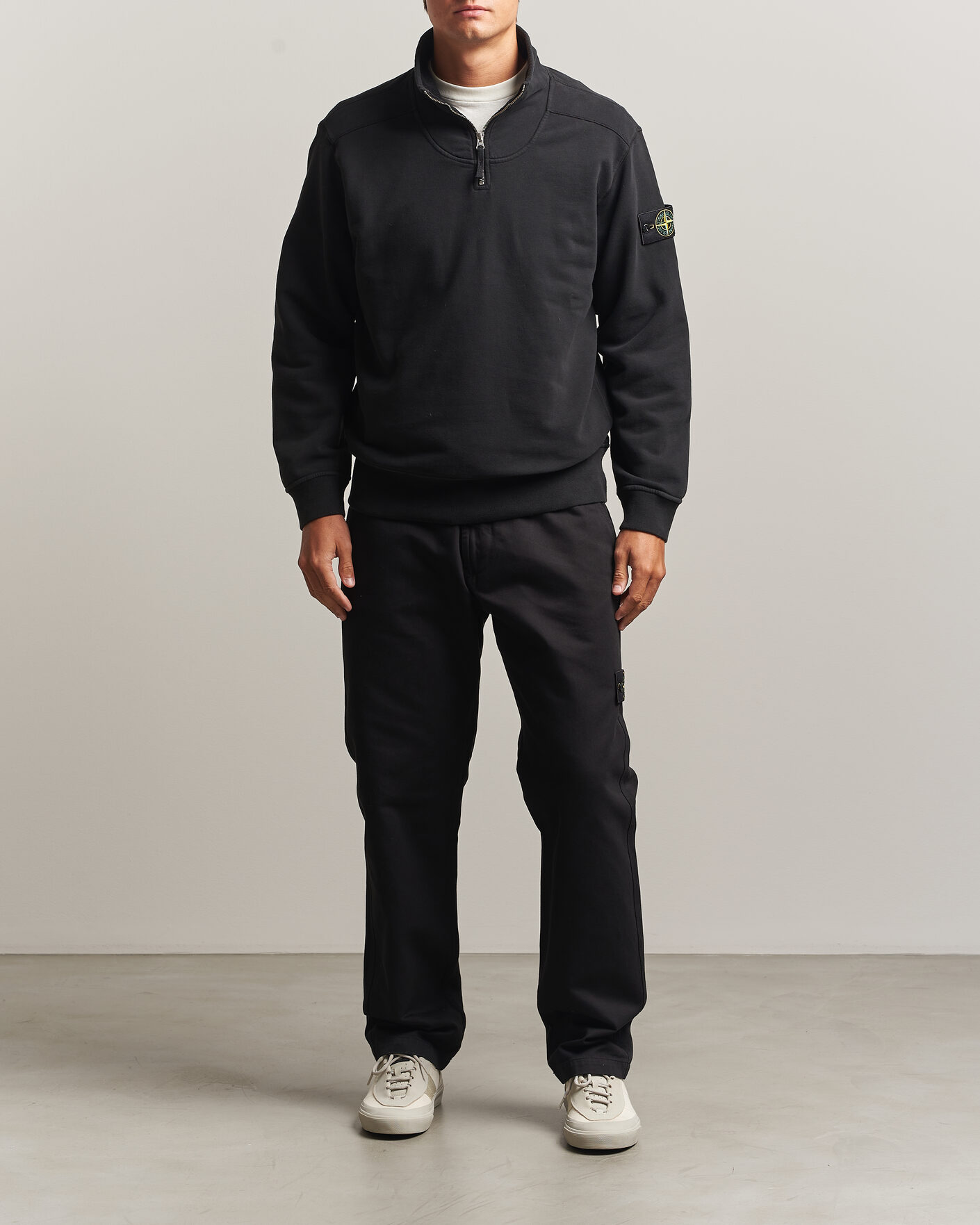 Herre | Gensere | Stone Island | Brushed Cotton Fleece Half Zip Black