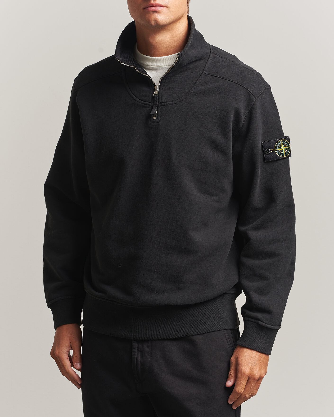 Herre | Gensere | Stone Island | Brushed Cotton Fleece Half Zip Black