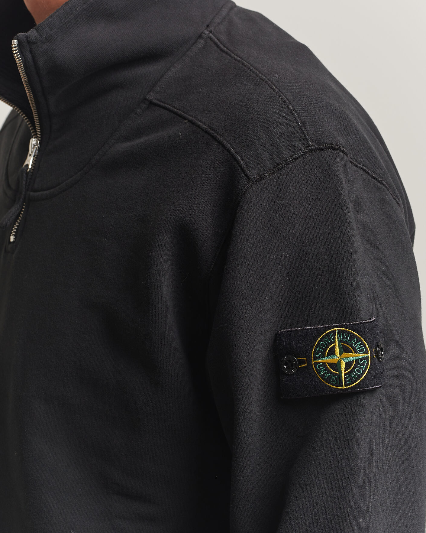 Herre | Gensere | Stone Island | Brushed Cotton Fleece Half Zip Black