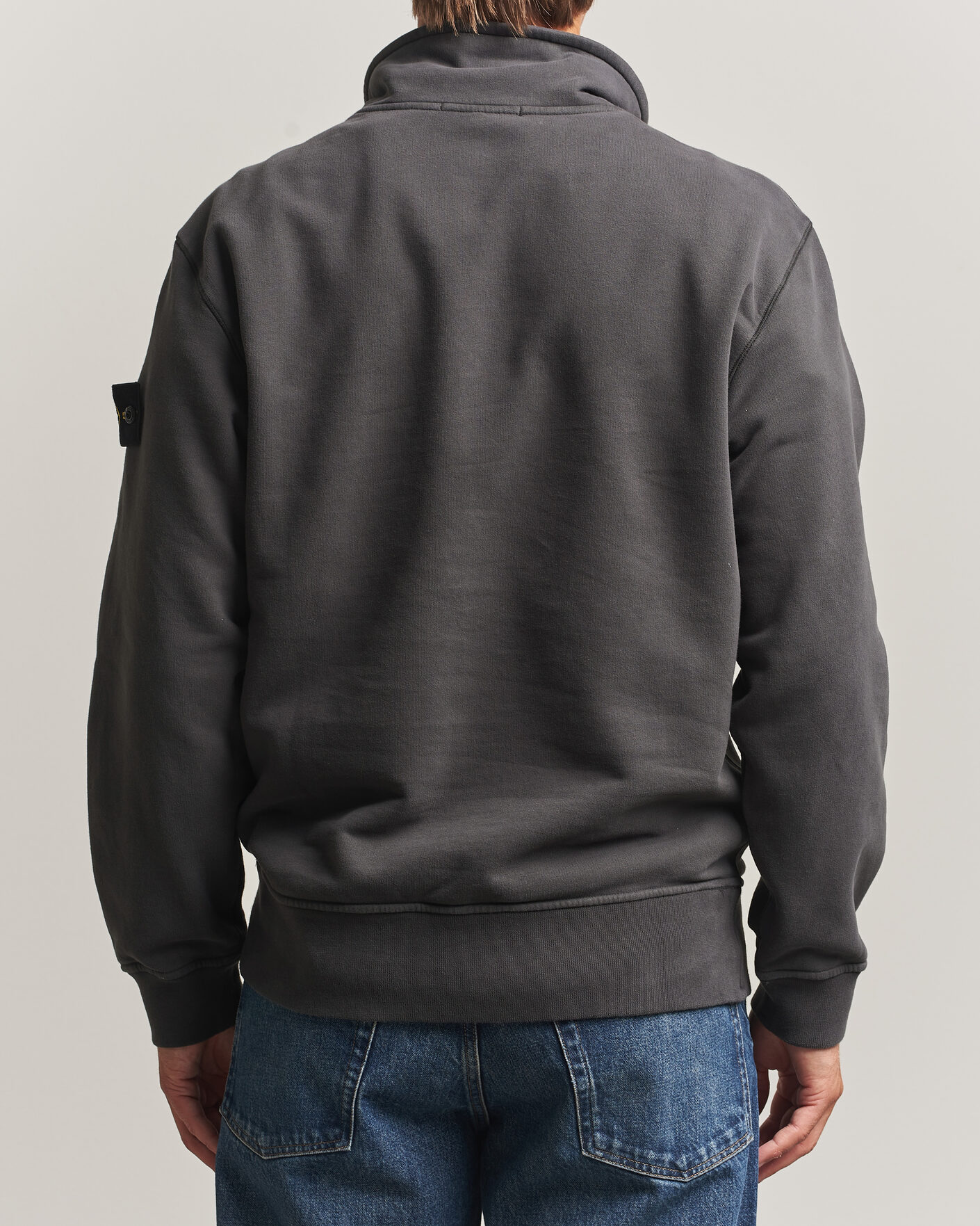 Herre | Gensere | Stone Island | Brushed Cotton Fleece Half Zip Lead Grey