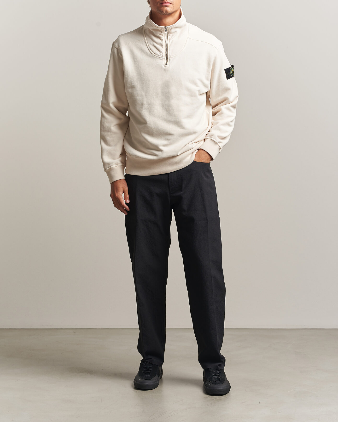 Herre | Gensere | Stone Island | Brushed Cotton Fleece Half Zip Ivory