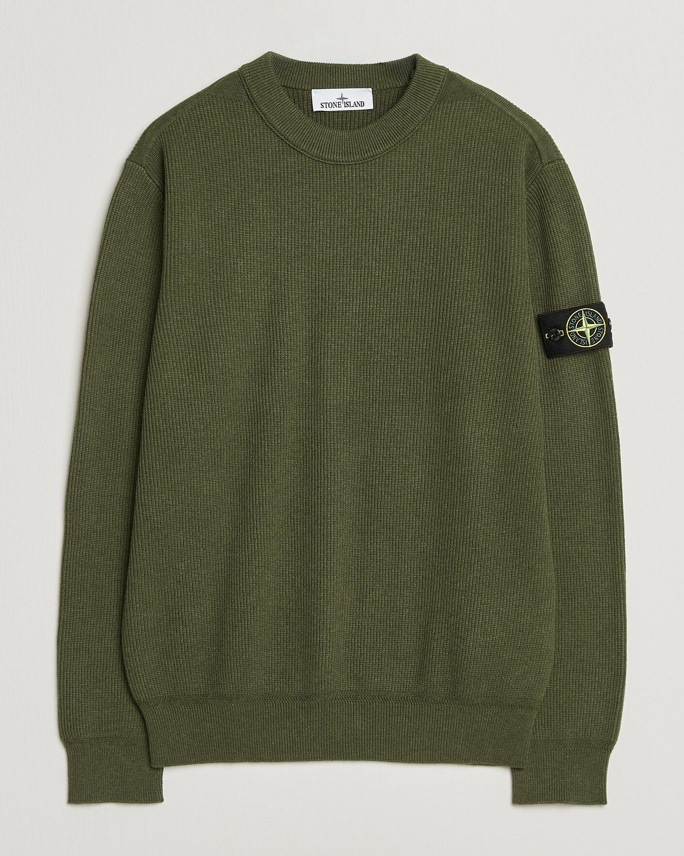 Herre | Gensere | Stone Island | Ribbed Soft Organic Cotton Crew Neck Military Green
