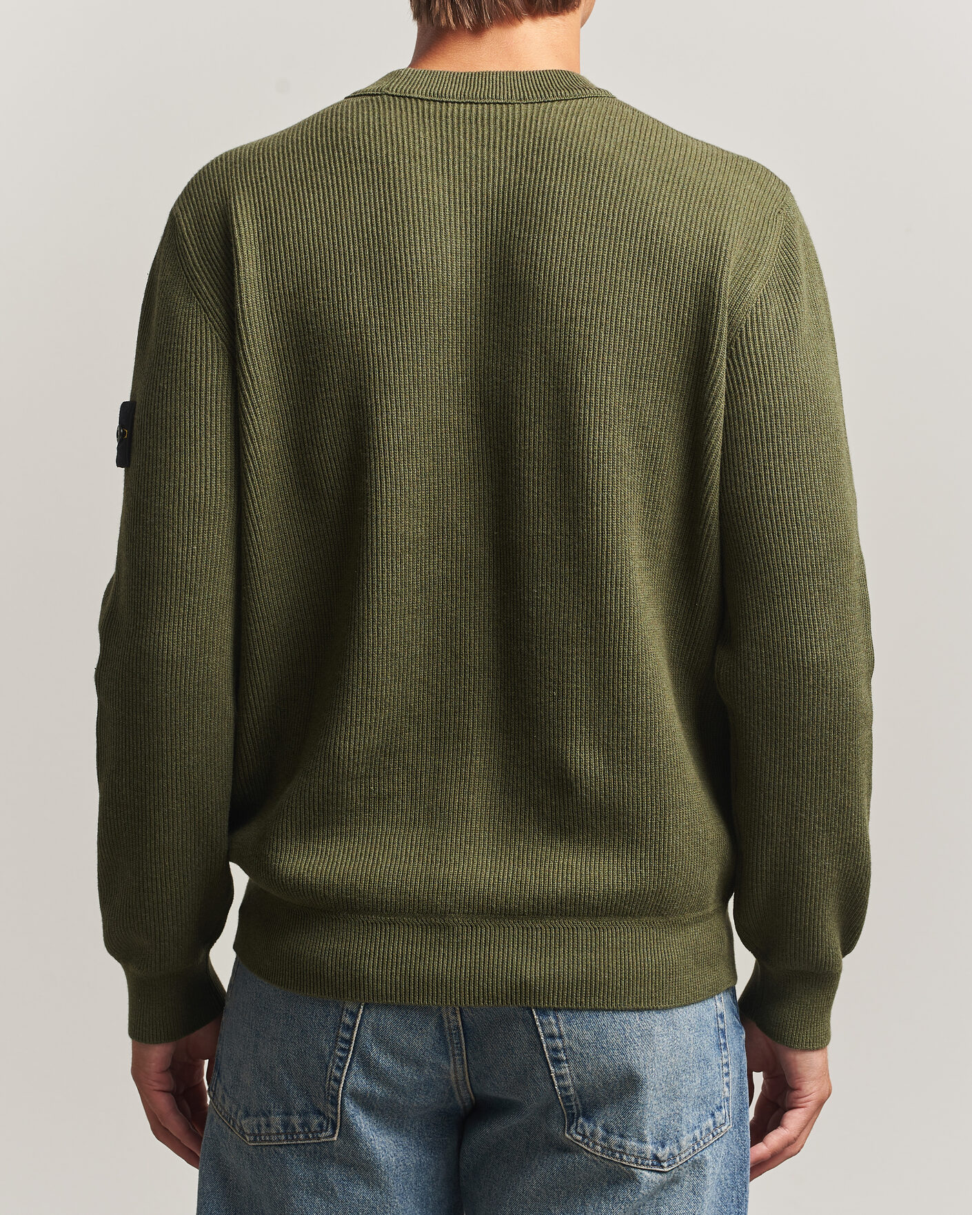 Herre | Gensere | Stone Island | Ribbed Soft Organic Cotton Crew Neck Military Green