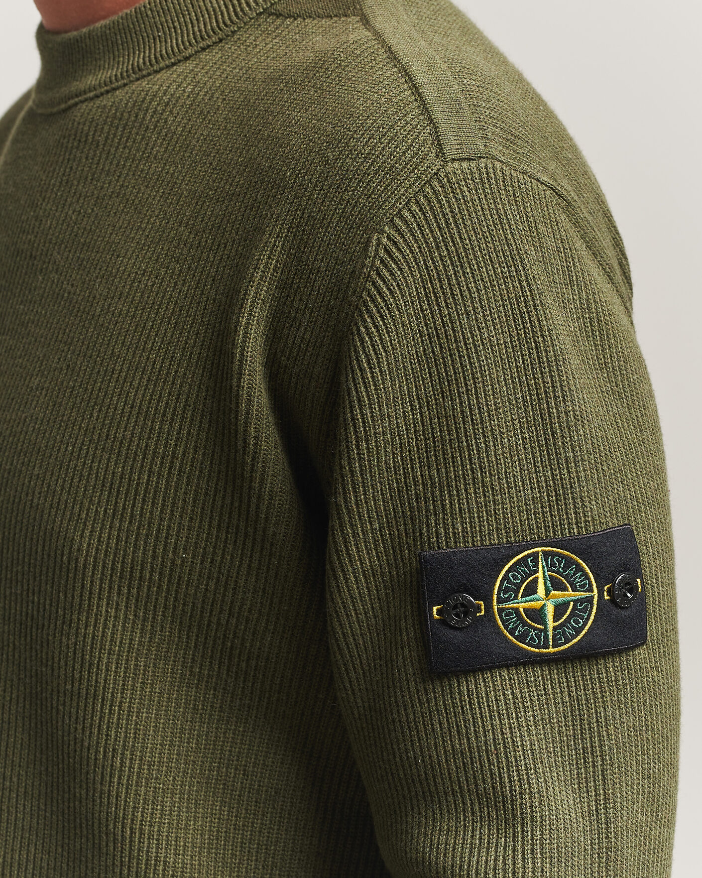Herre | Gensere | Stone Island | Ribbed Soft Organic Cotton Crew Neck Military Green