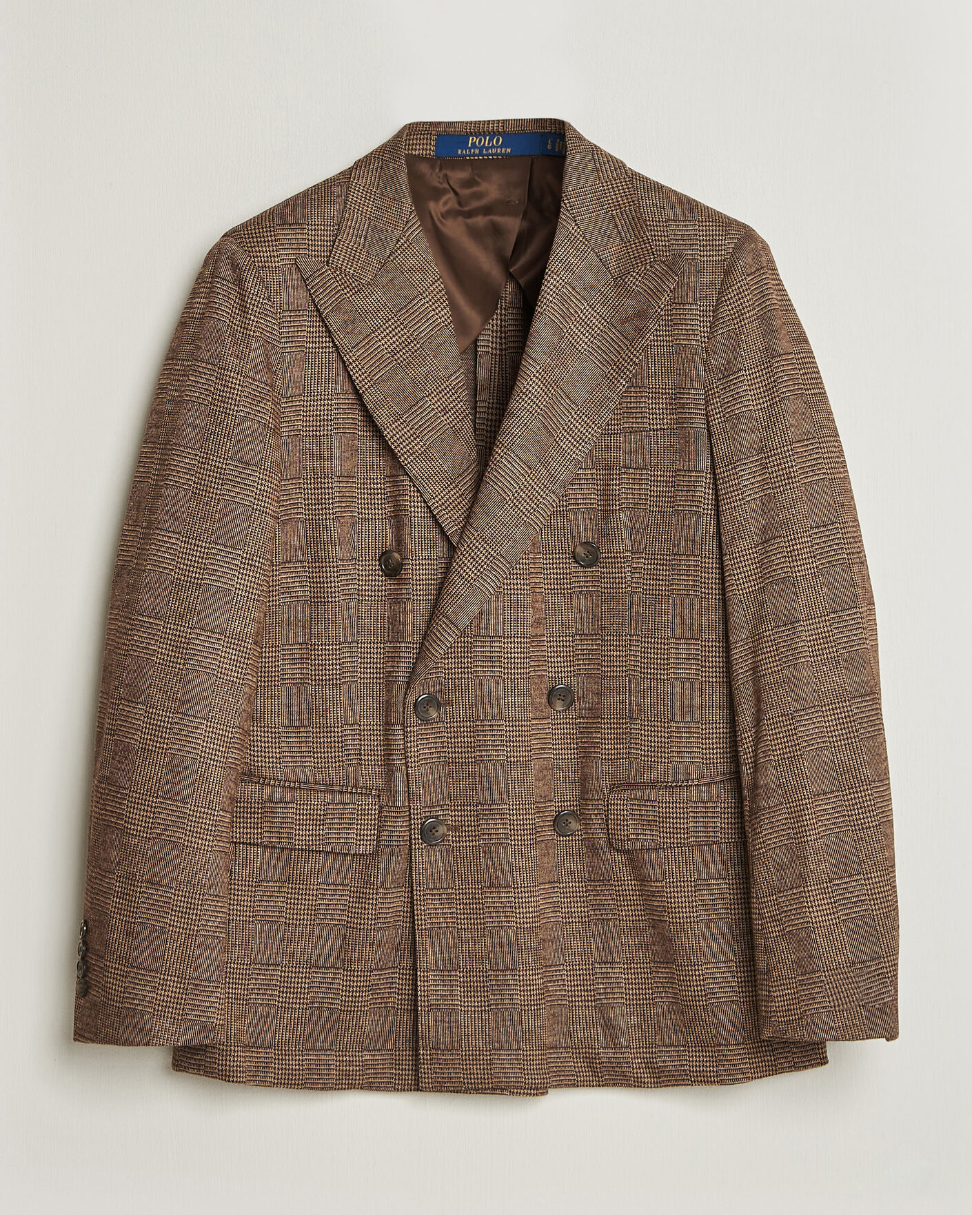 Herre | Dressjakker | Polo Ralph Lauren | Double Breasted Glenplaid Knit Sportcoat Tan/Brown