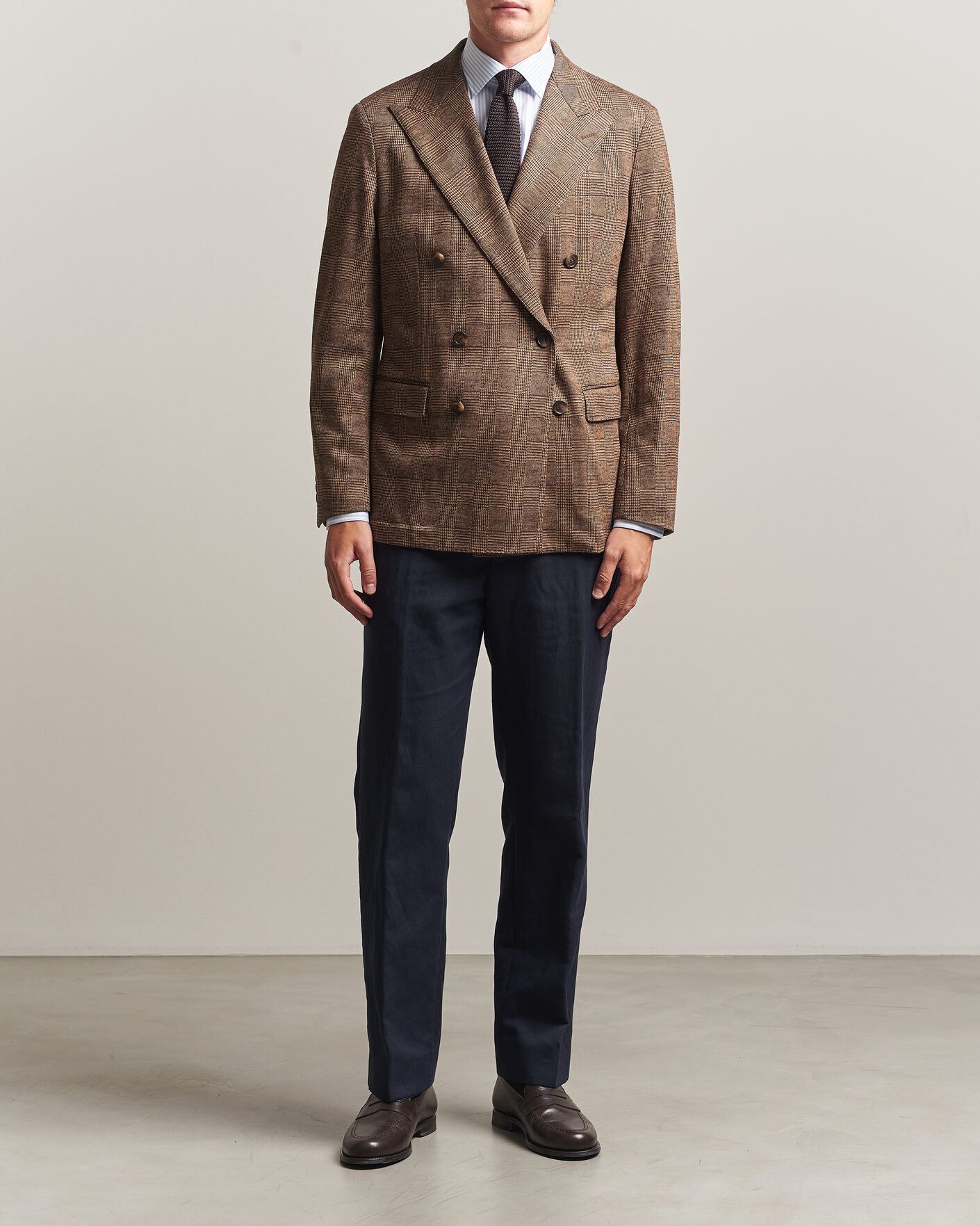 Herre | Dressjakker | Polo Ralph Lauren | Double Breasted Glenplaid Knit Sportcoat Tan/Brown