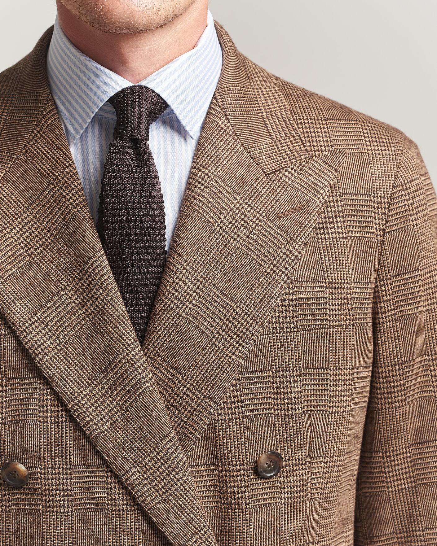 Herre | Dressjakker | Polo Ralph Lauren | Double Breasted Glenplaid Knit Sportcoat Tan/Brown