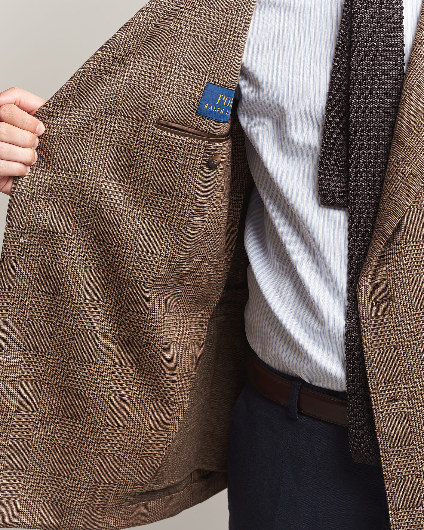 Herre | Dressjakker | Polo Ralph Lauren | Double Breasted Glenplaid Knit Sportcoat Tan/Brown