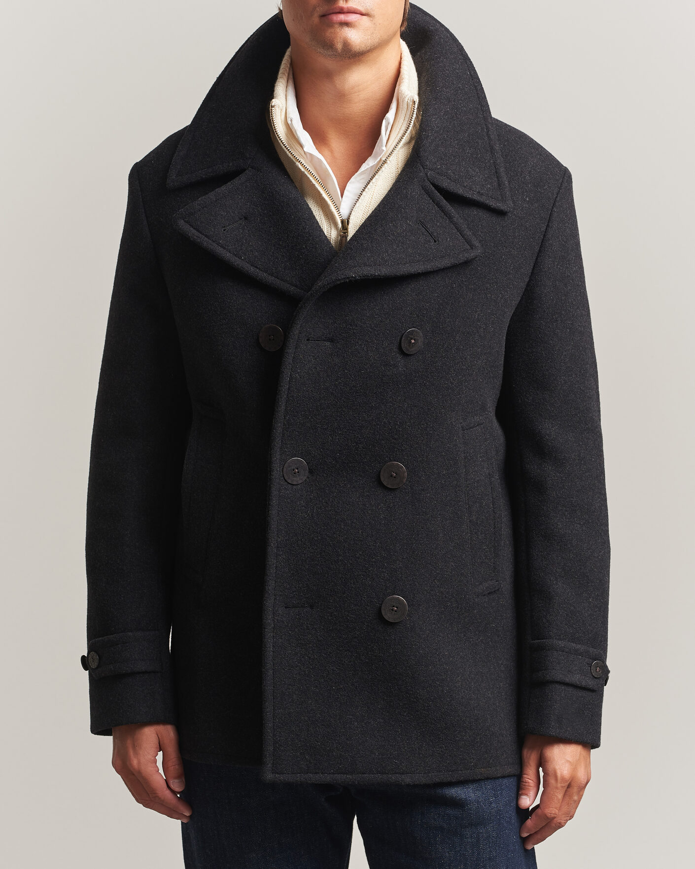 Herre | Jakker | Polo Ralph Lauren | Lightweight Melton Peacoat Charcoal