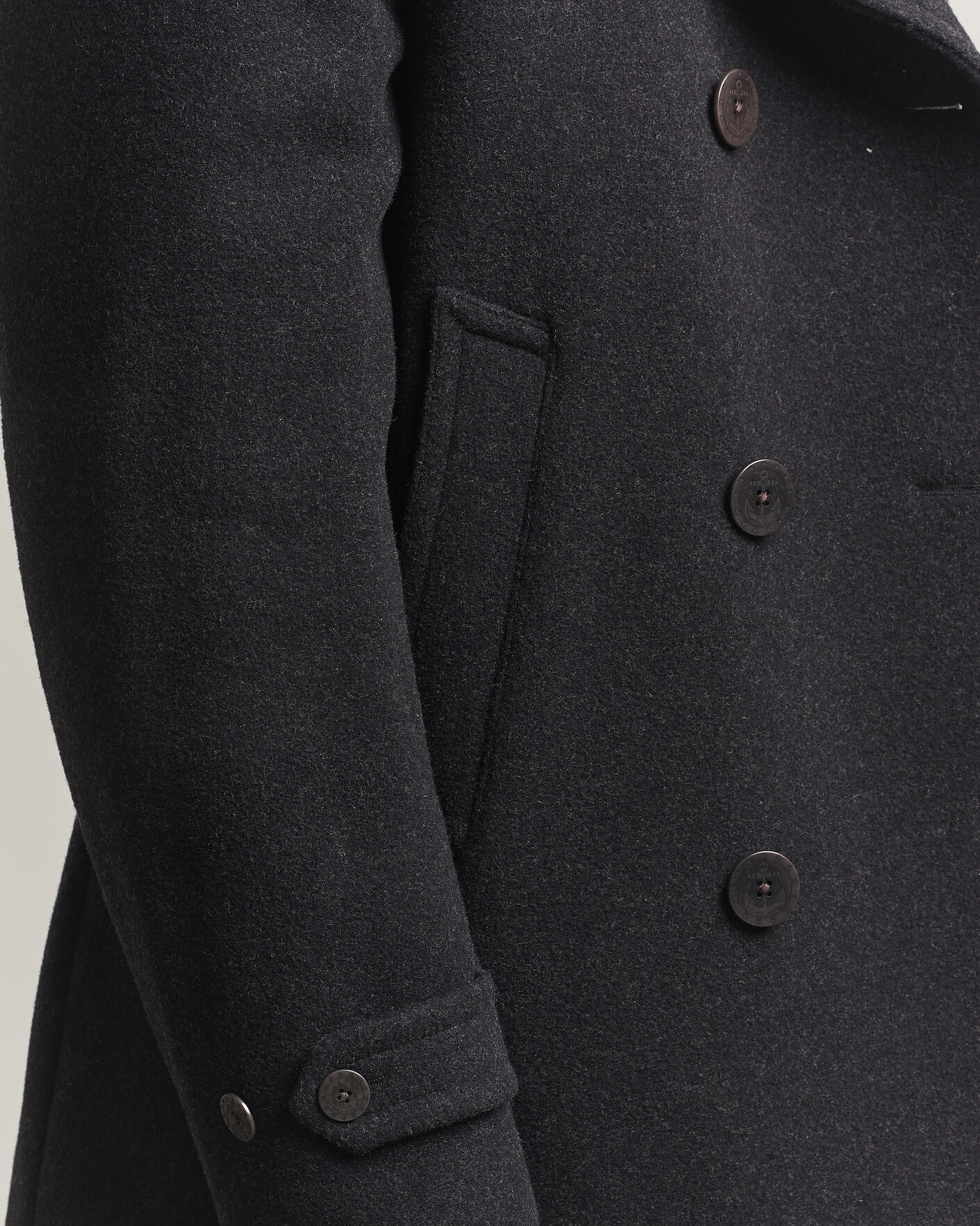 Herre | Jakker | Polo Ralph Lauren | Lightweight Melton Peacoat Charcoal