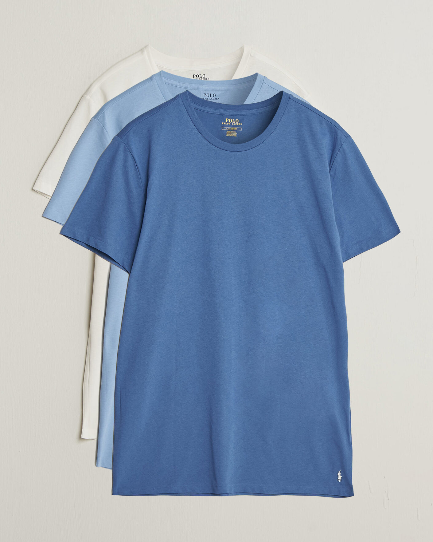 Herre | T-Shirts | Polo Ralph Lauren | 3-Pack Crew Neck T-Shirt White/Blue/Light Blue