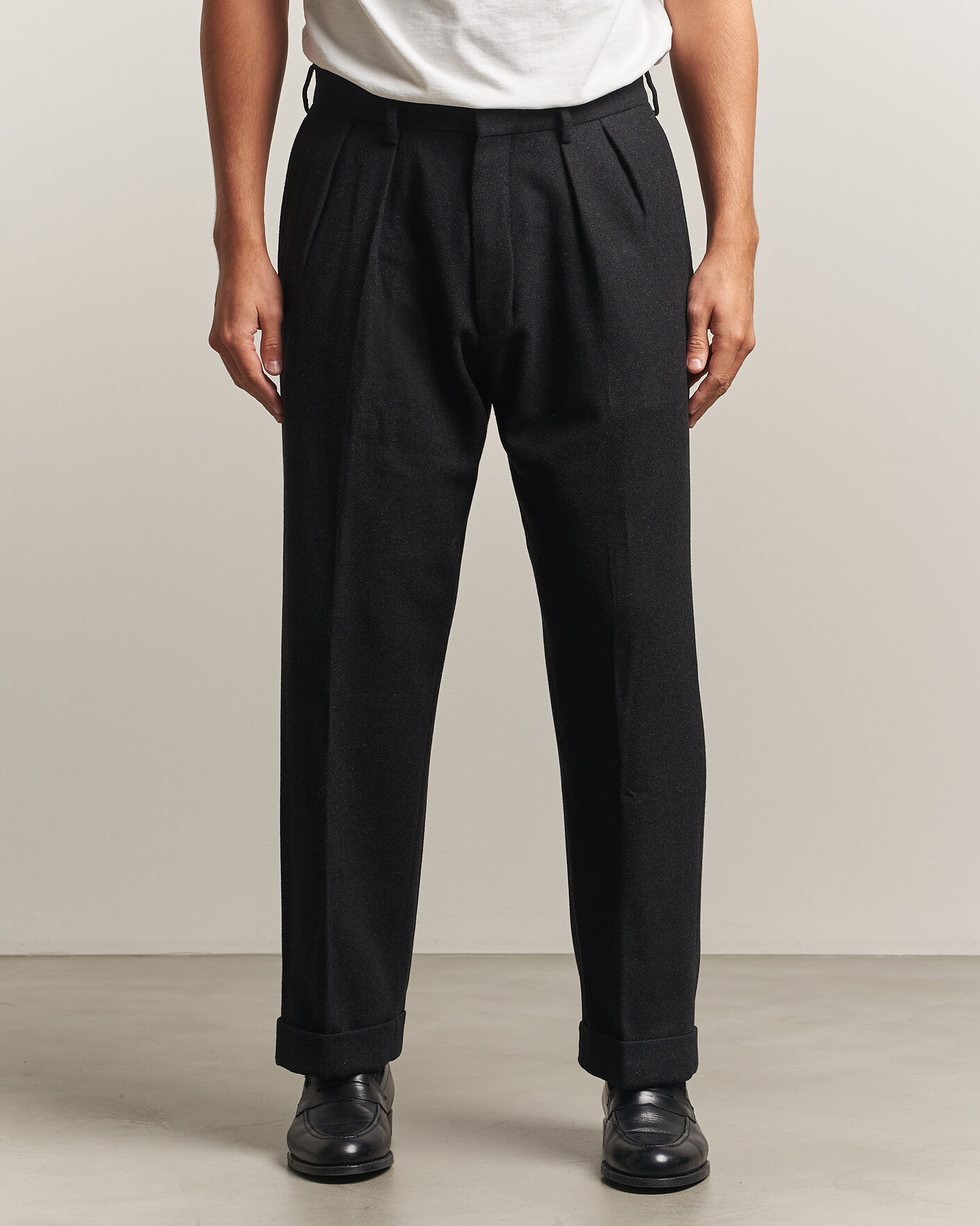 Herre | Bukser | Polo Ralph Lauren | Flanell Blend Straight Fit Pants Dark Grey