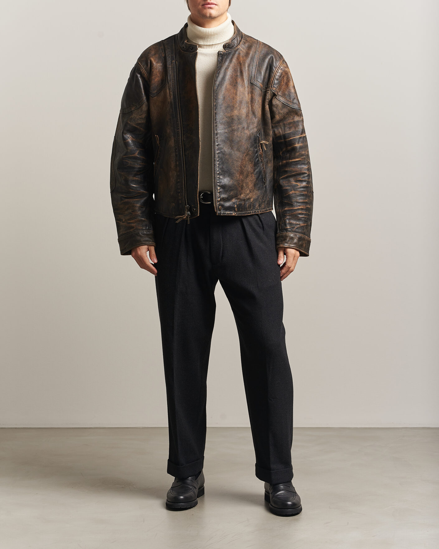 Herre | Jakker | Polo Ralph Lauren | Leather Bomber Jacket Brown/Black Amber