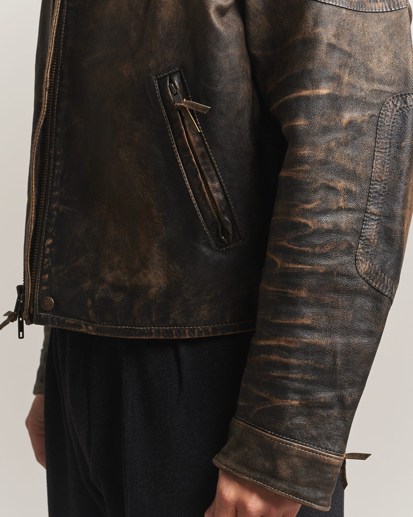 Herre | Jakker | Polo Ralph Lauren | Leather Bomber Jacket Brown/Black Amber