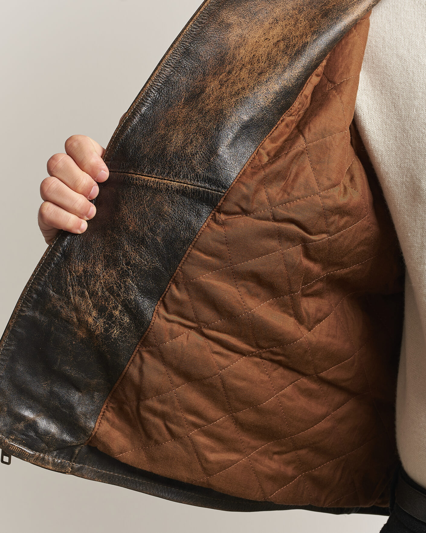 Herre | Jakker | Polo Ralph Lauren | Leather Bomber Jacket Brown/Black Amber