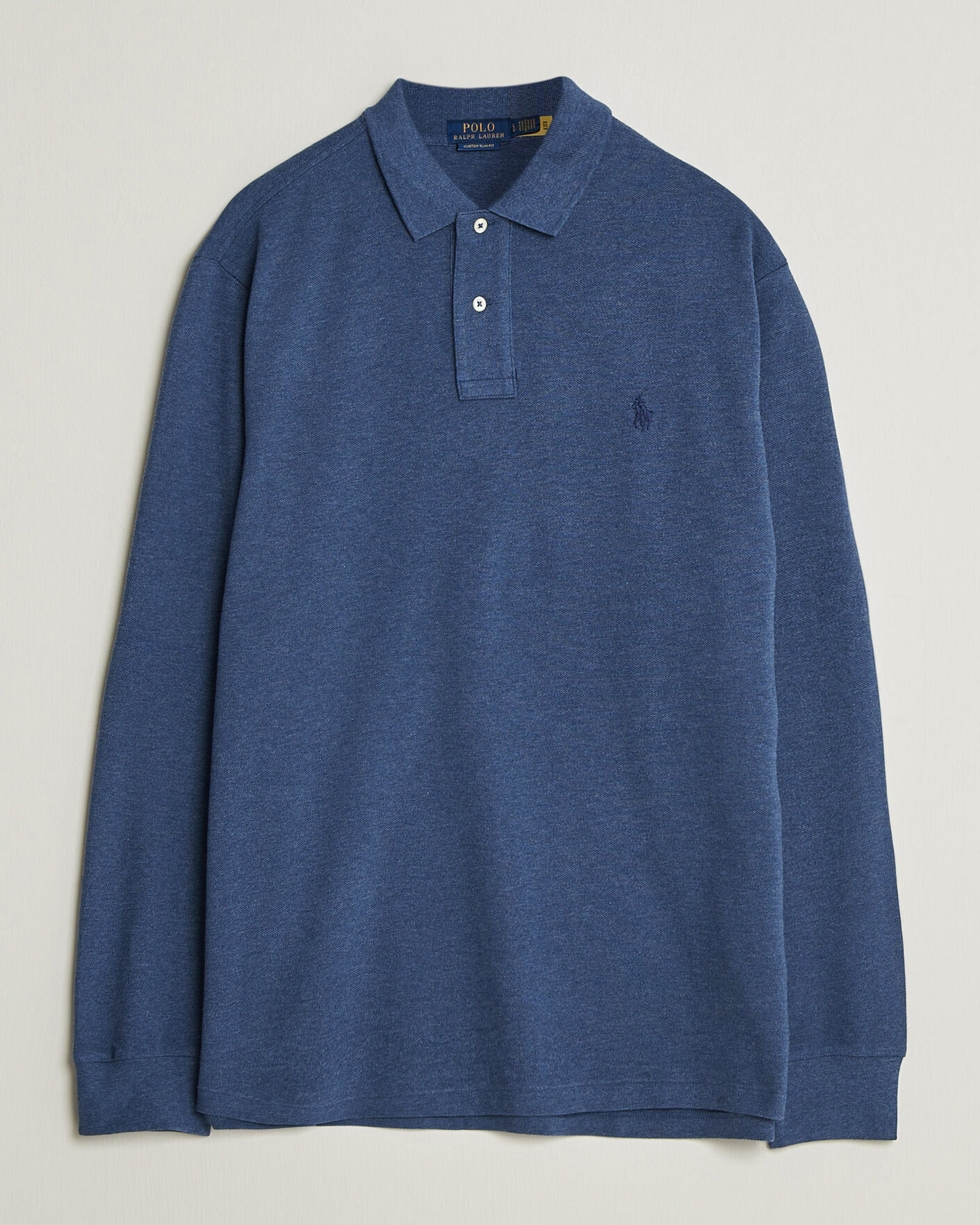Herre | Pikéer | Polo Ralph Lauren | Custom Slim Fit Long Sleeve Polo Derby Blue Heather
