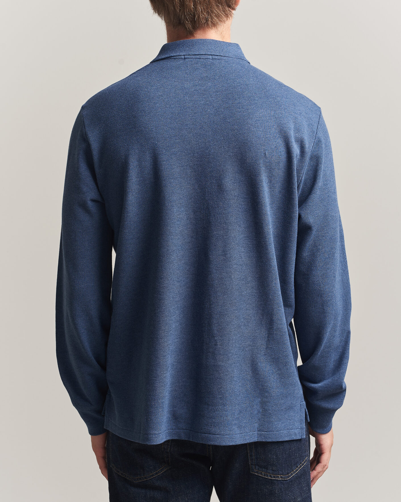 Herre | Pikéer | Polo Ralph Lauren | Custom Slim Fit Long Sleeve Polo Derby Blue Heather