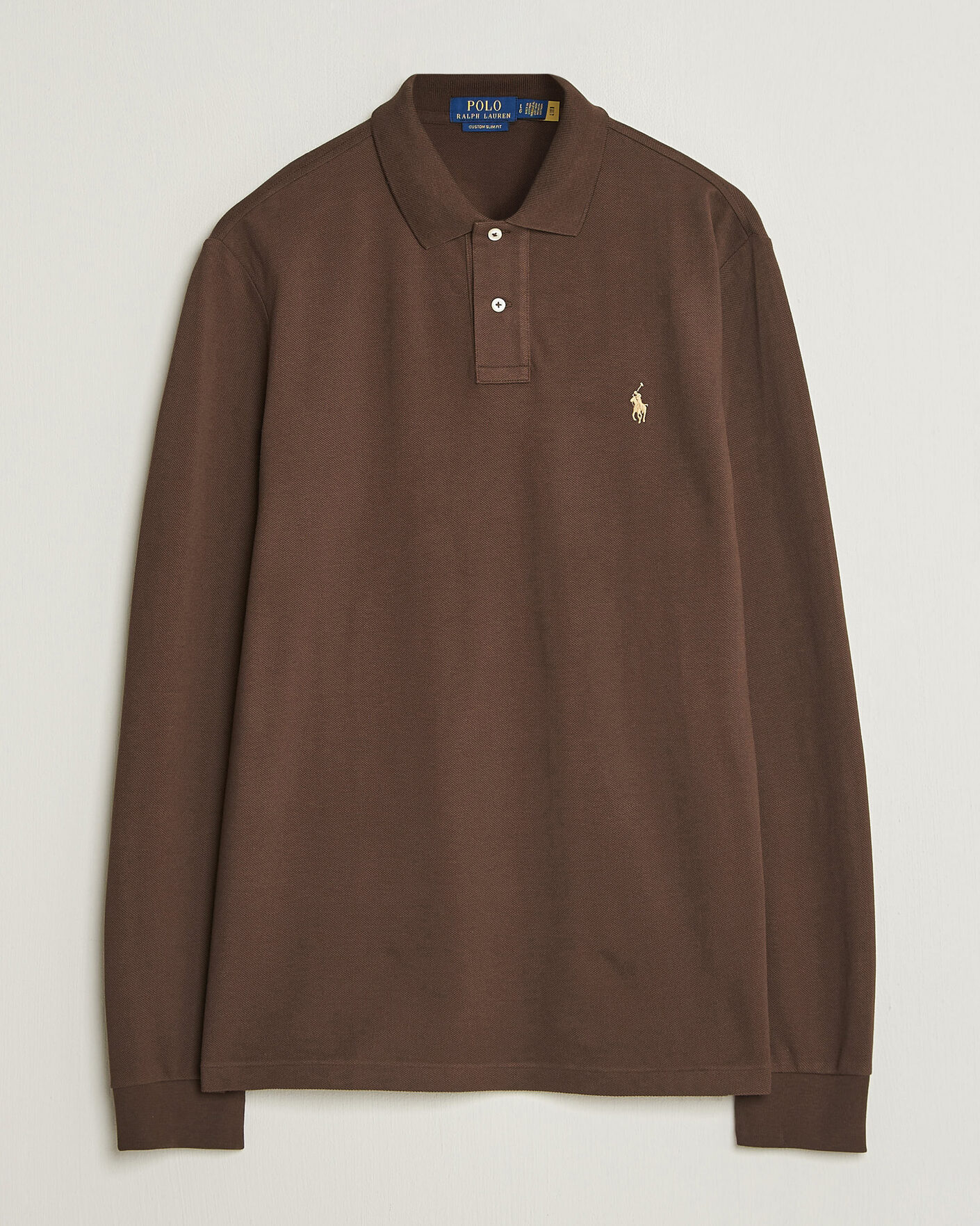 Herre | Pikéer | Polo Ralph Lauren | Custom Slim Fit Long Sleeve Polo Nutmeg Brown