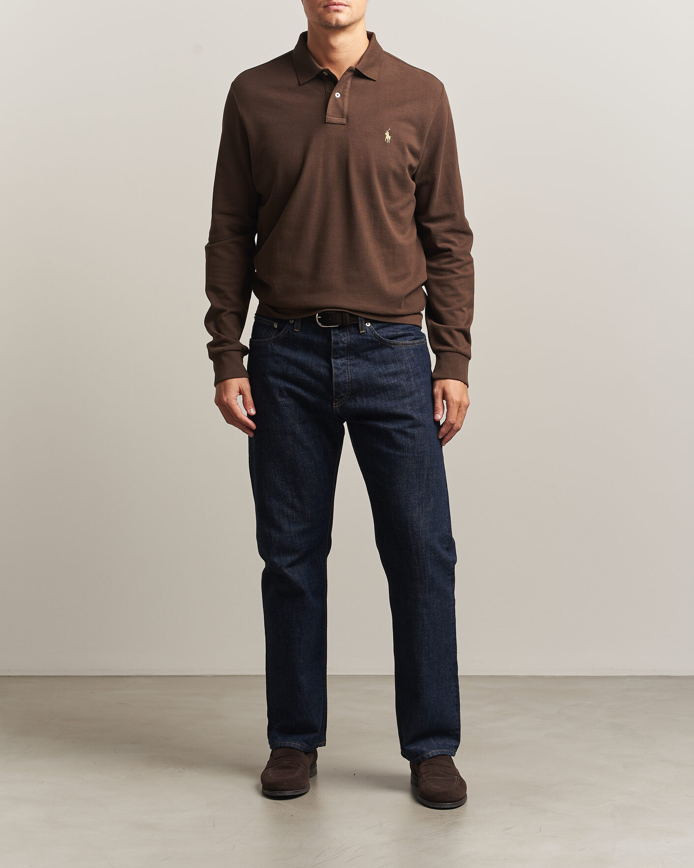 Herre | Pikéer | Polo Ralph Lauren | Custom Slim Fit Long Sleeve Polo Nutmeg Brown
