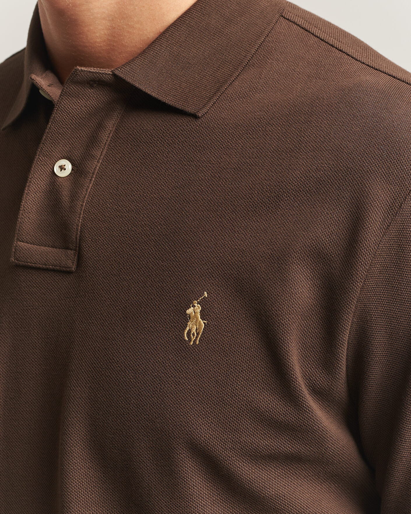 Herre | Pikéer | Polo Ralph Lauren | Custom Slim Fit Long Sleeve Polo Nutmeg Brown