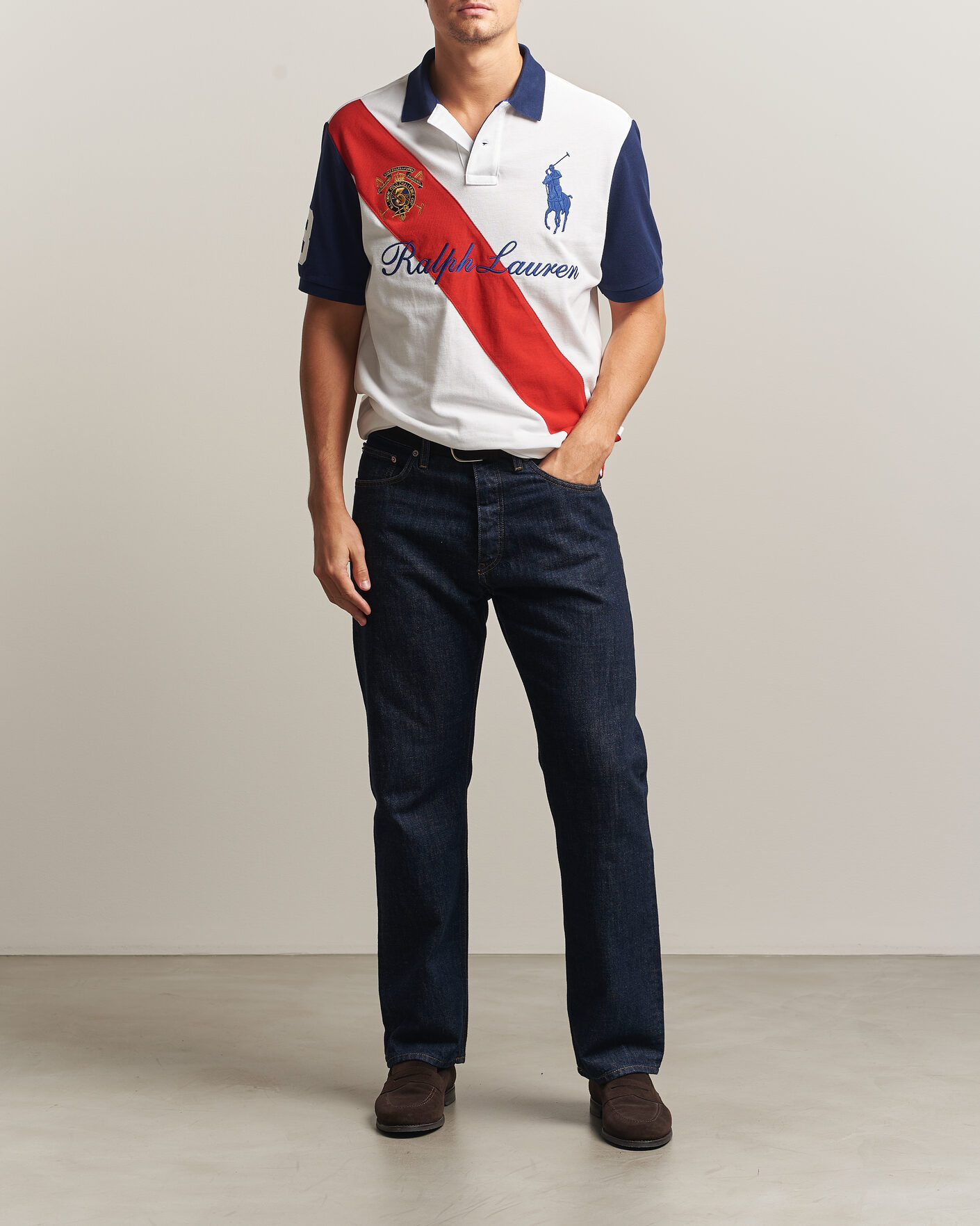 Herre | Pikéer | Polo Ralph Lauren | Classic Fit Diagonal Stripe Polo White
