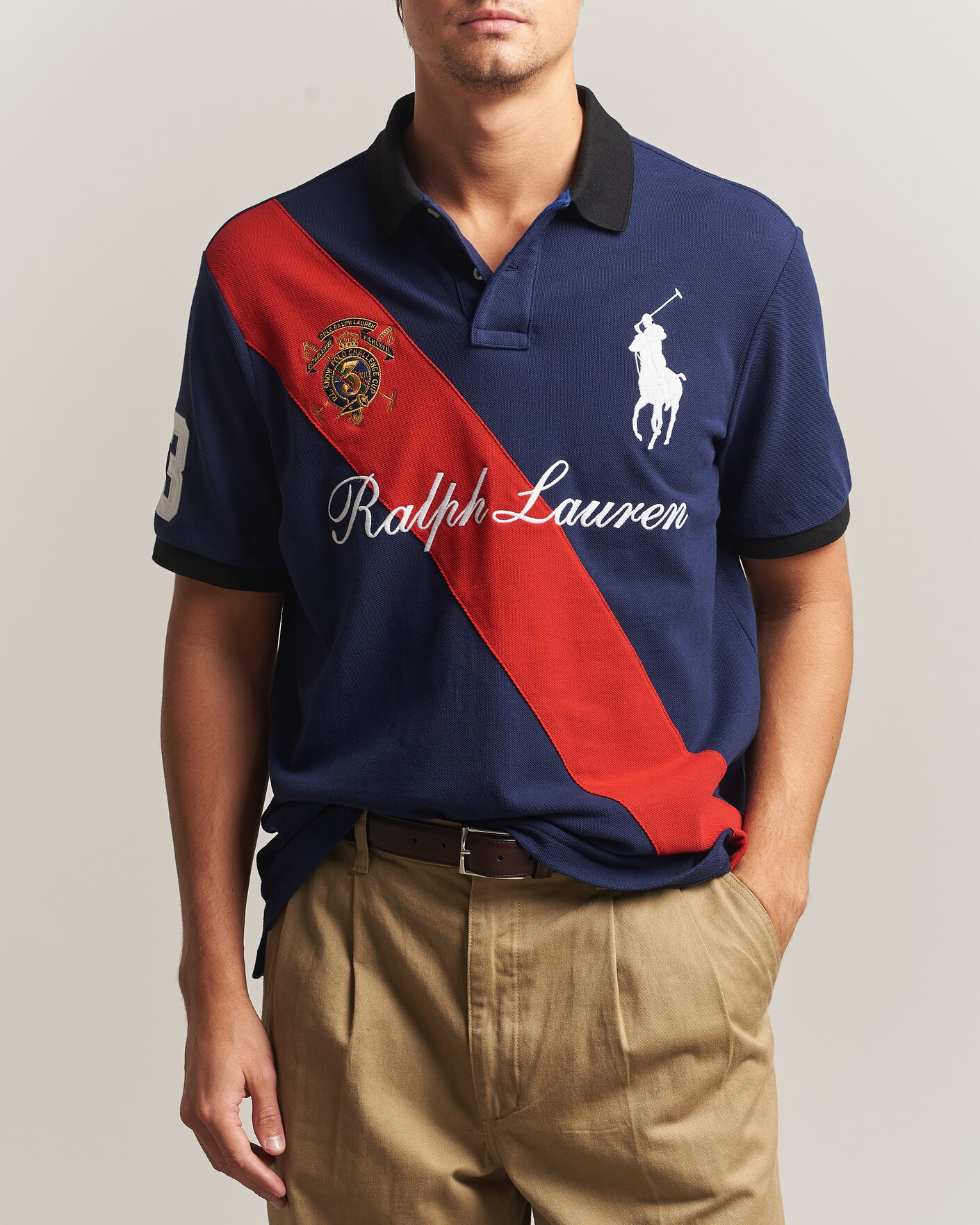 Herre | Pikéer | Polo Ralph Lauren | Classic Fit Diagonal Stripe Polo Newport Navy
