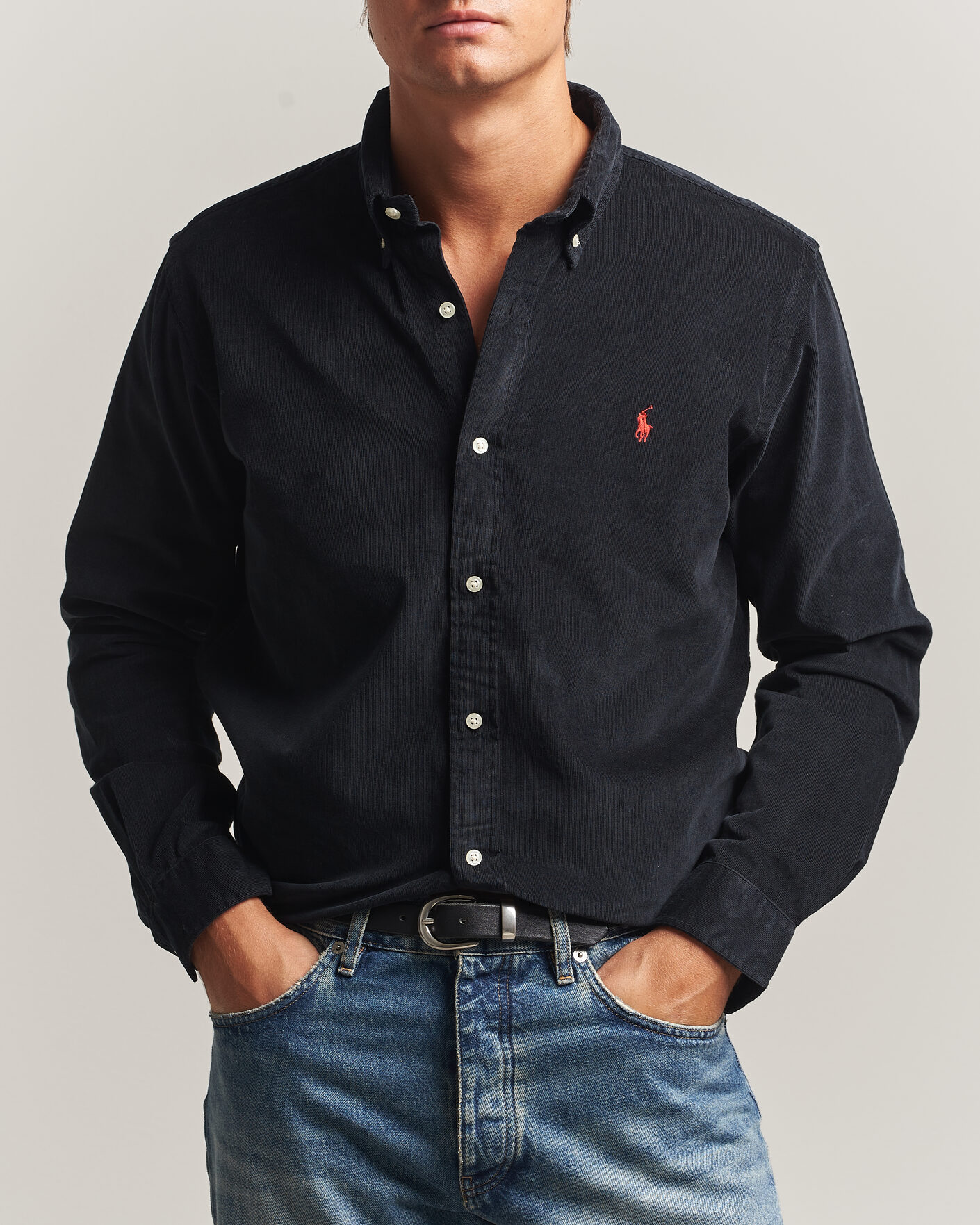 Herre | Skjorter | Polo Ralph Lauren | Custom Fit BD Corduroy Shirt Polo Black