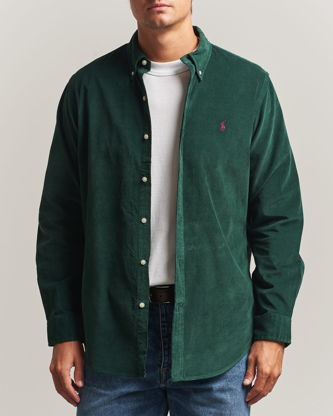 Herre | Skjorter | Polo Ralph Lauren | Custom Fit BD Corduroy Shirt Moss Agate