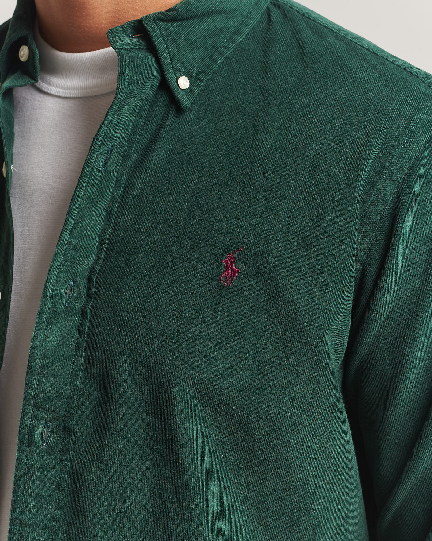 Herre | Skjorter | Polo Ralph Lauren | Custom Fit BD Corduroy Shirt Moss Agate