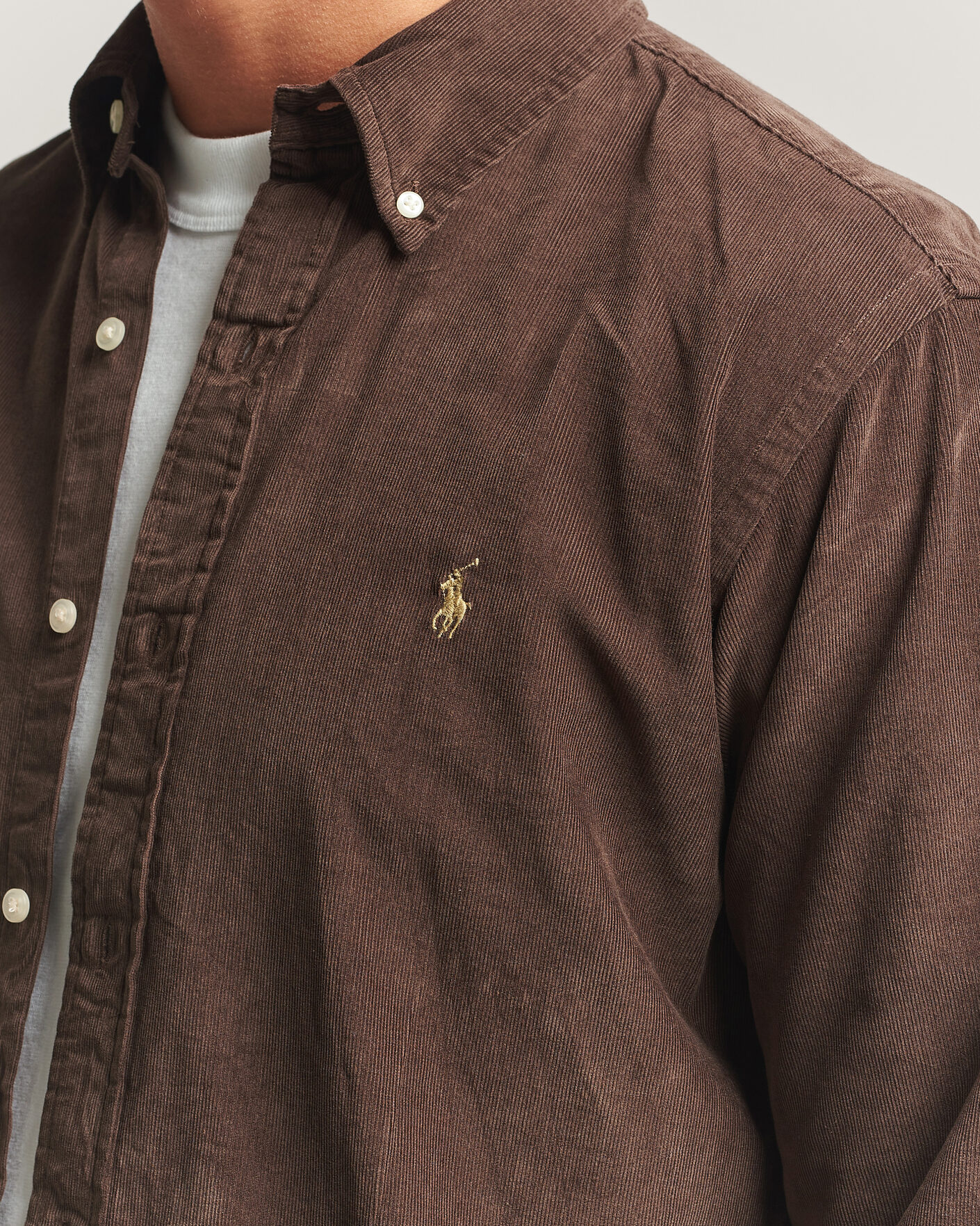 Herre | Skjorter | Polo Ralph Lauren | Custom Fit BD Corduroy Shirt Nutmeg Brown