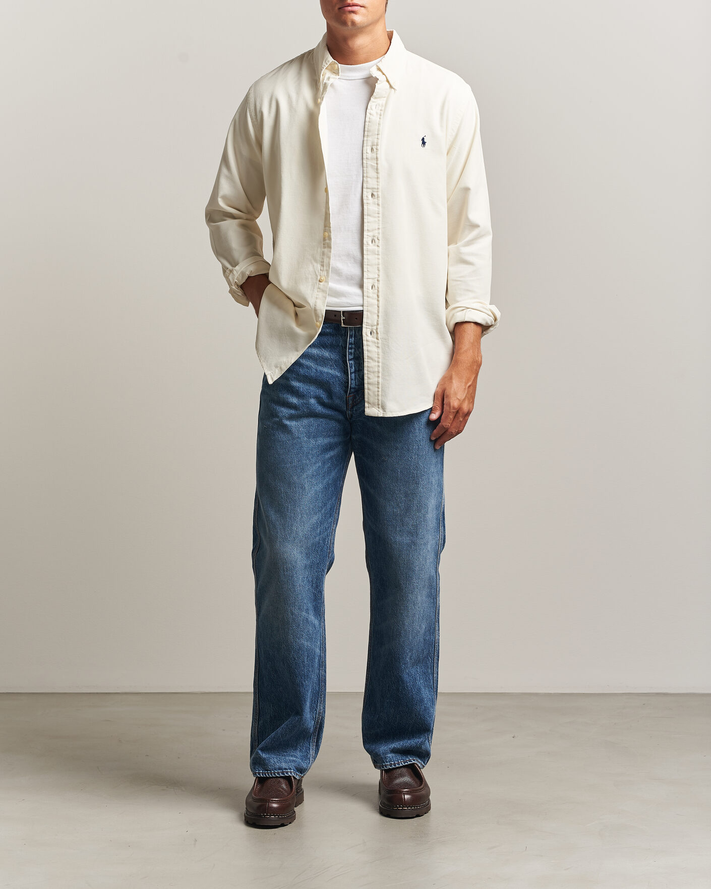 Herre | Skjorter | Polo Ralph Lauren | Custom Fit BD Corduroy Shirt Clubhouse Cream