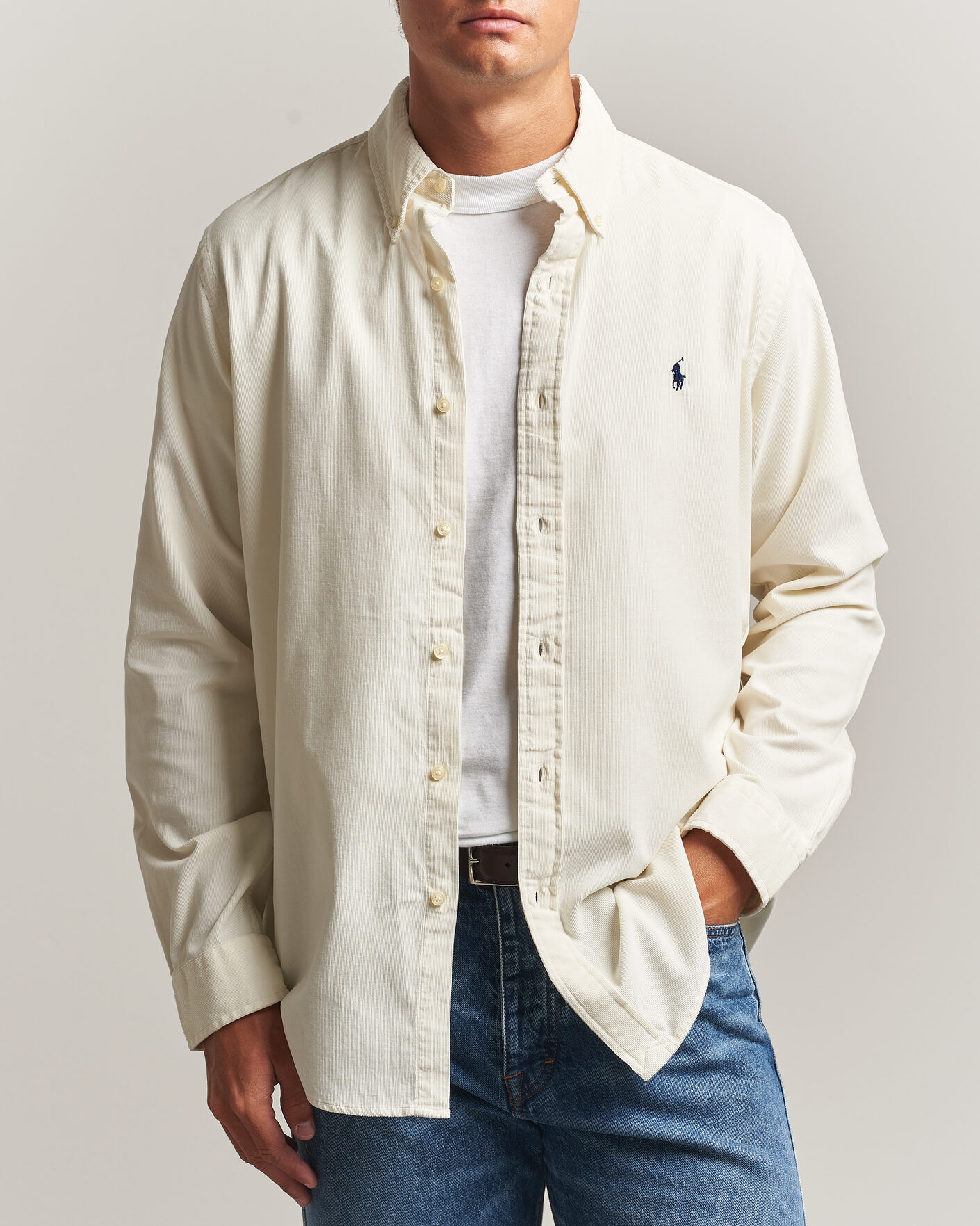 Herre | Skjorter | Polo Ralph Lauren | Custom Fit BD Corduroy Shirt Clubhouse Cream